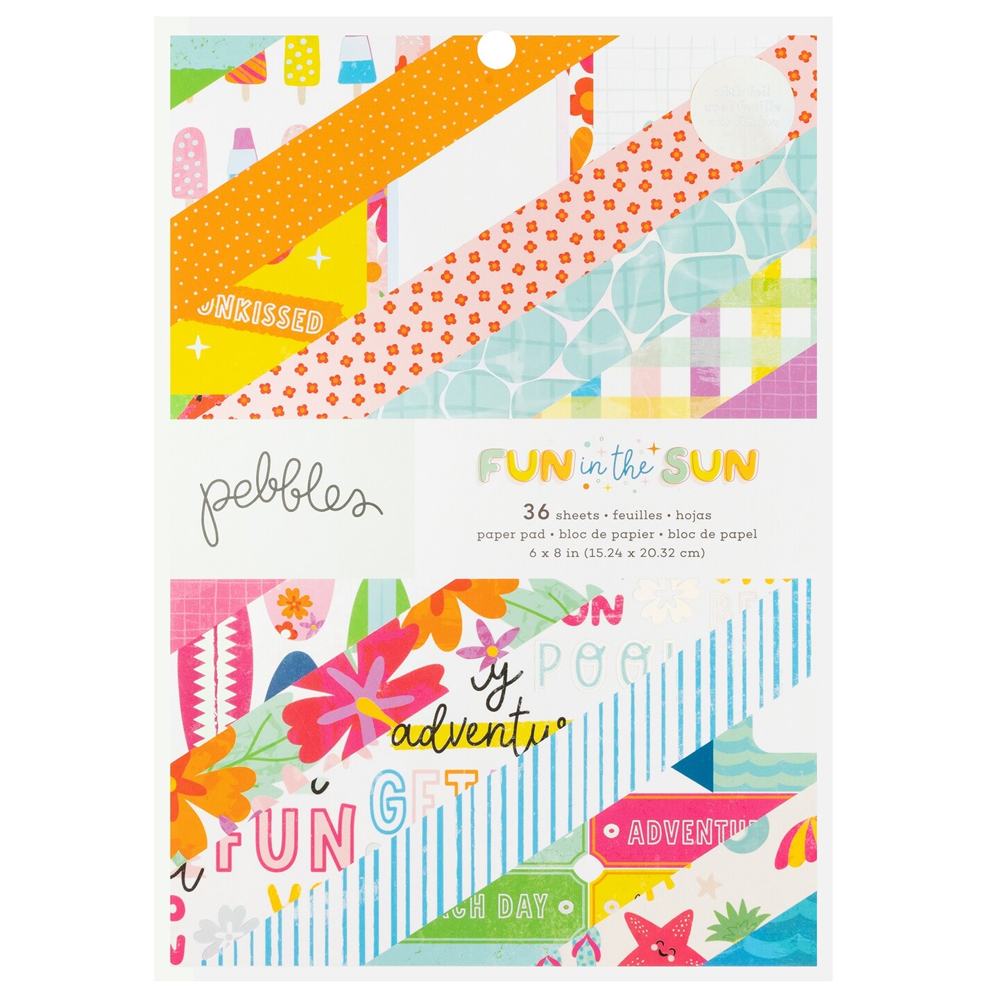 Pebbles Double-Sided 6x8&#x22; Paper Pad with Holographic Foil - Fun In The Sun