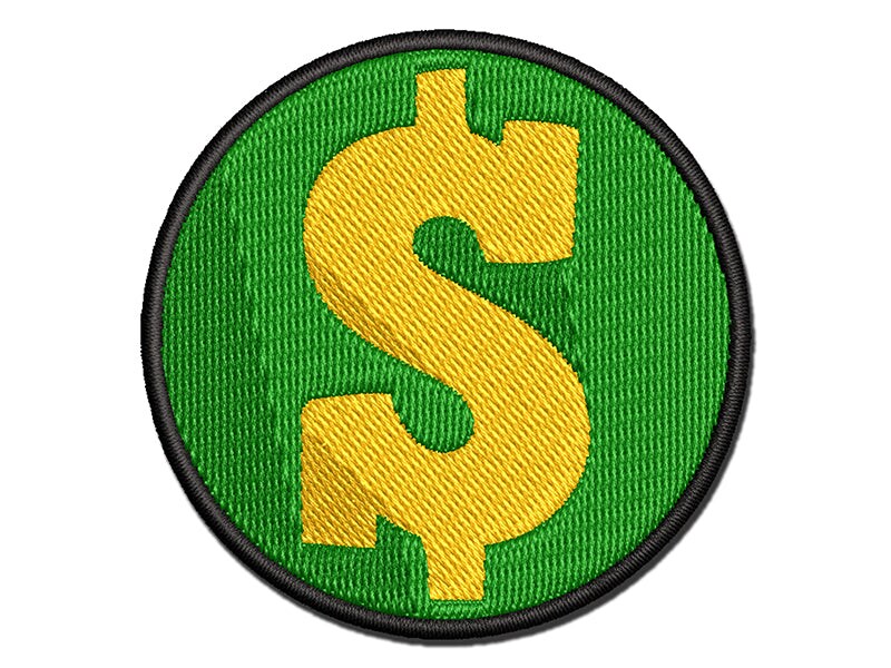 Dollar Sign Money Symbol Multi-Color Embroidered Iron-On or Hook &#x26; Loop Patch Applique