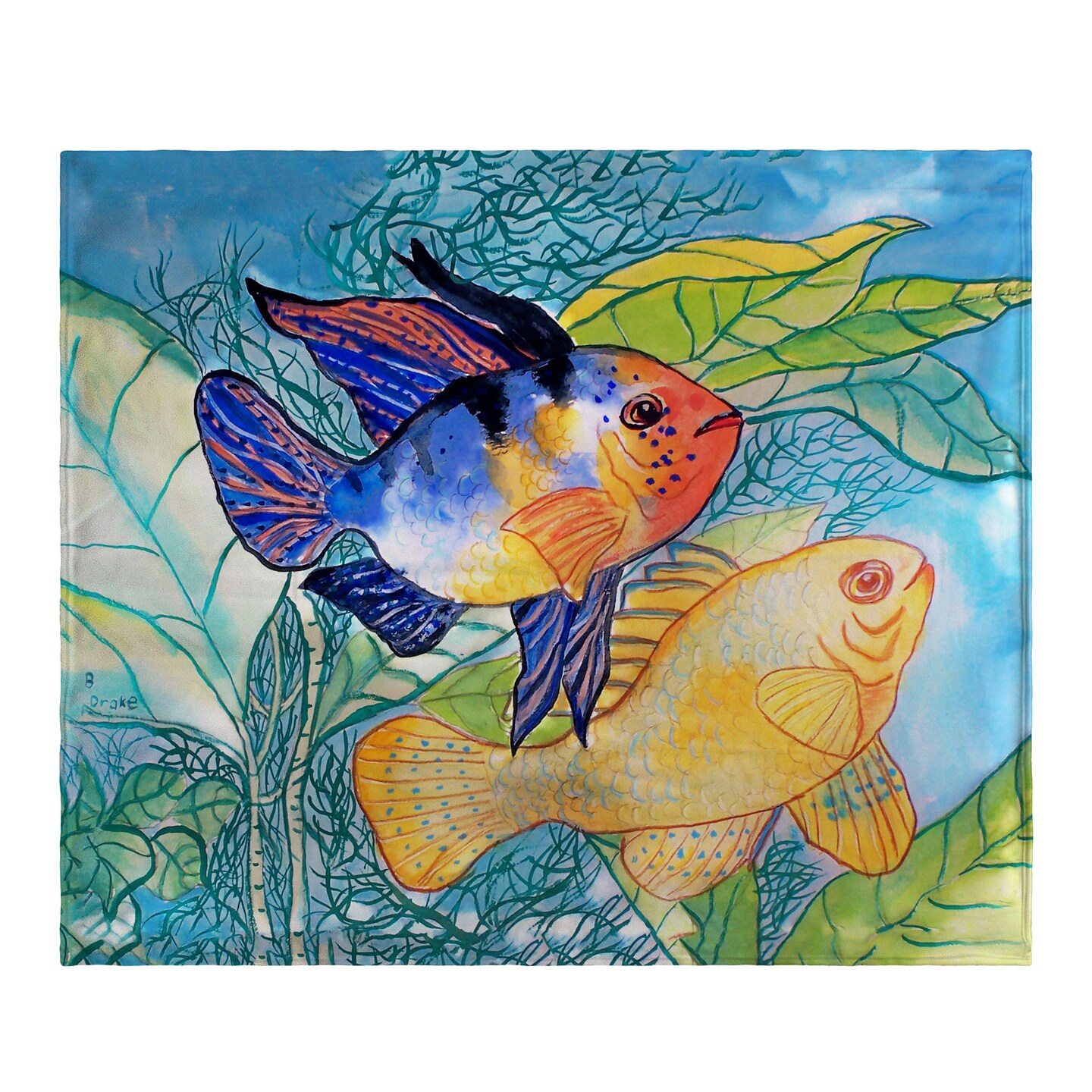 Betsy Drake Betsy&#x27;s Two Fish Fleece Blanket