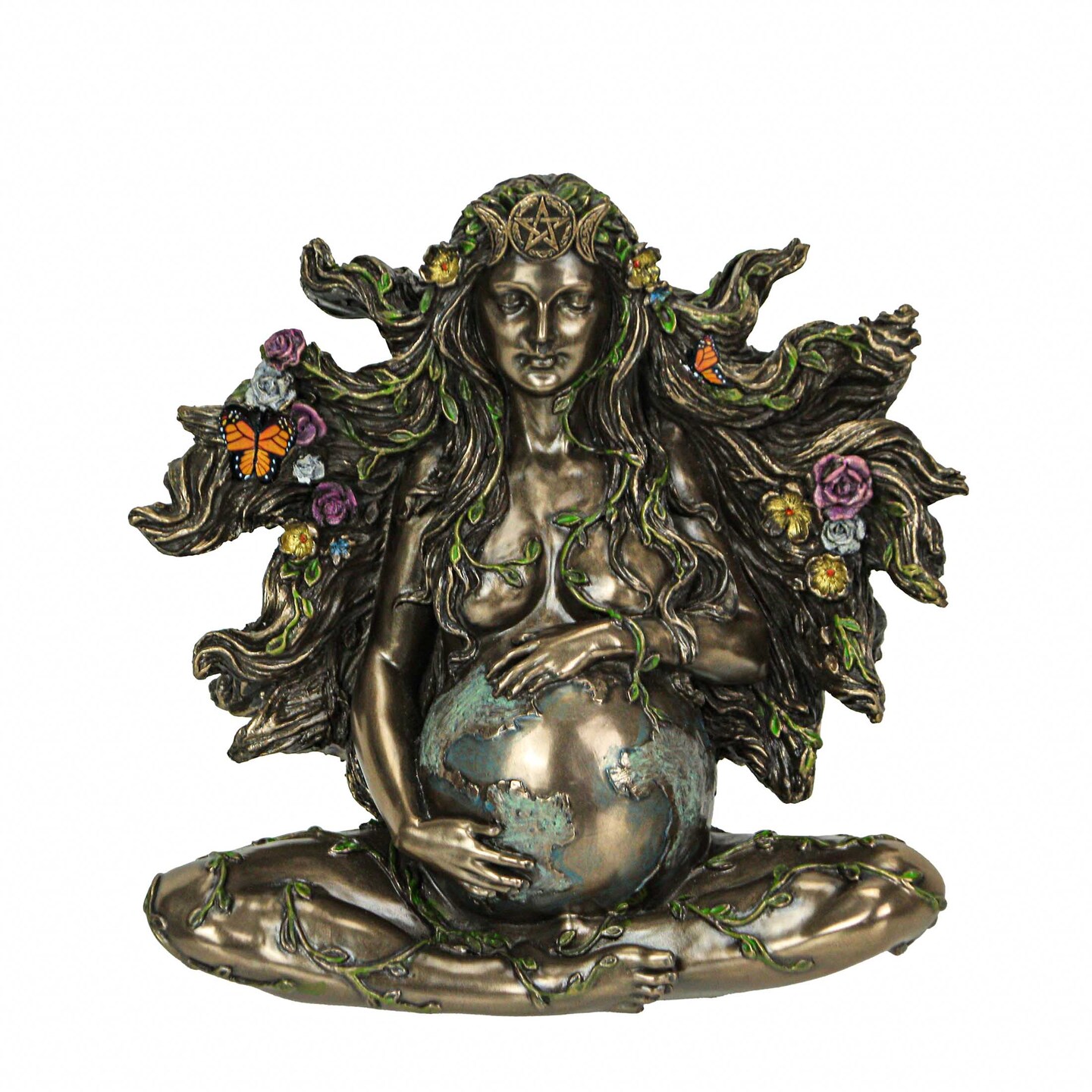 Pregnant Greek Mother Earth Goddess Gaia Bronze Finish Statue 6.75 Inches High