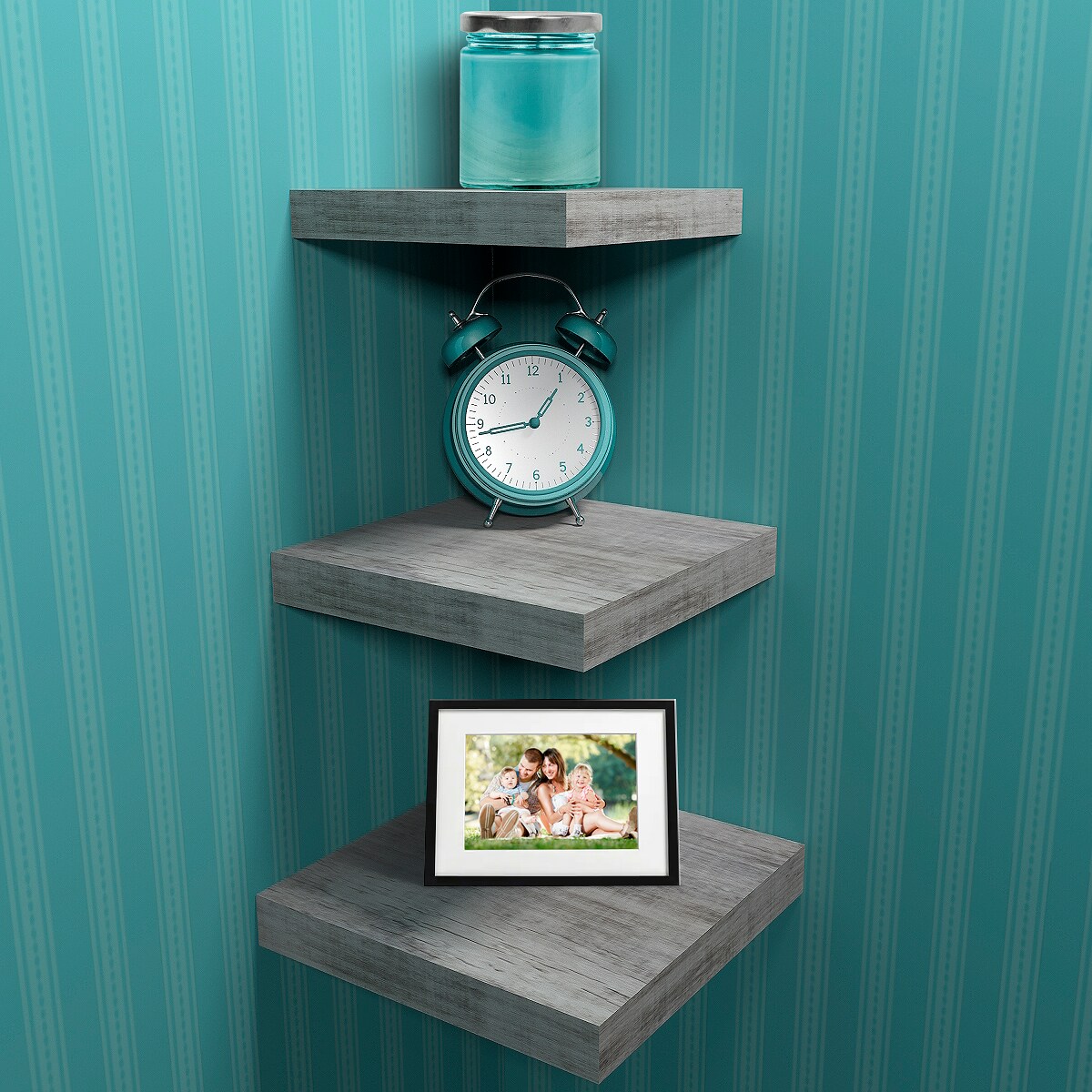 Sorbus Square Corner Wall Shelves - Perfect Trophy Display, Photo Frames, Home D&#xE9;cor, Set of 3