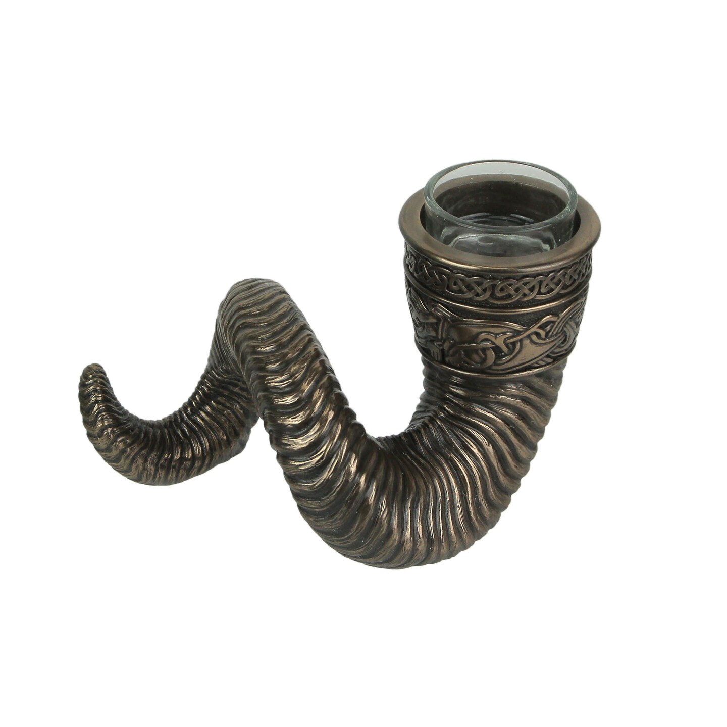 Nordic Viking Ram Horn Bronze Finished Tealight Candle Holder