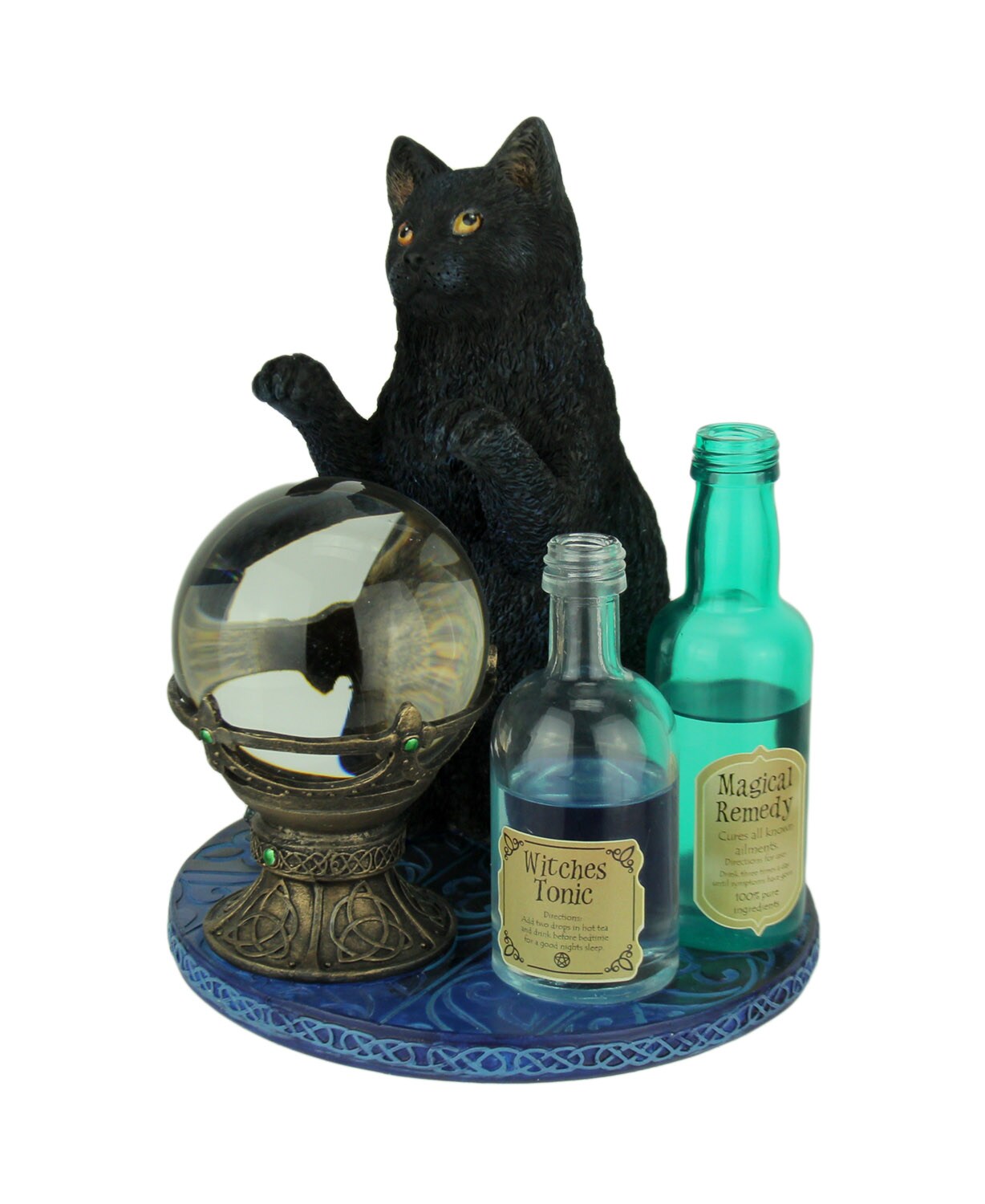 Witch&#x27;s Apprentice by Lisa Parker Black Cat and Crystal Ball Statue