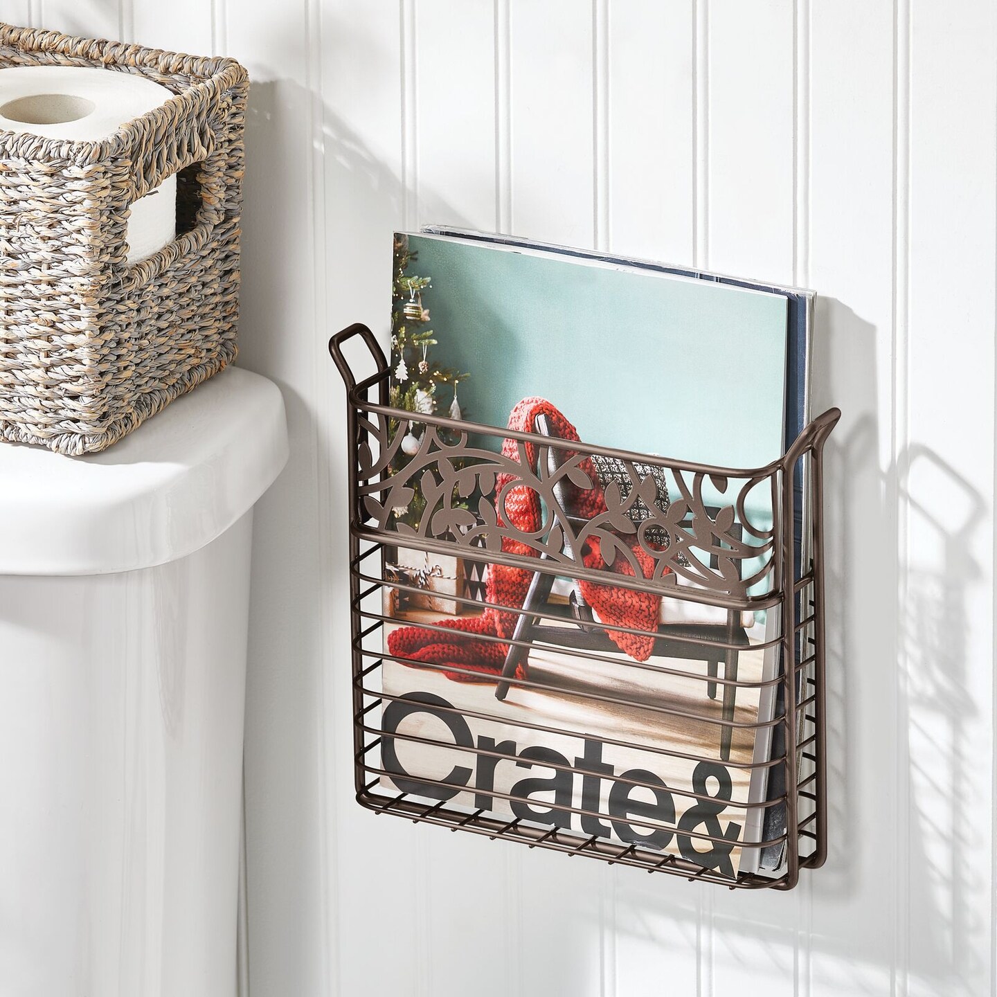 mDesign Metal Wall Mount Magazine, Book Holder, Compact Rack