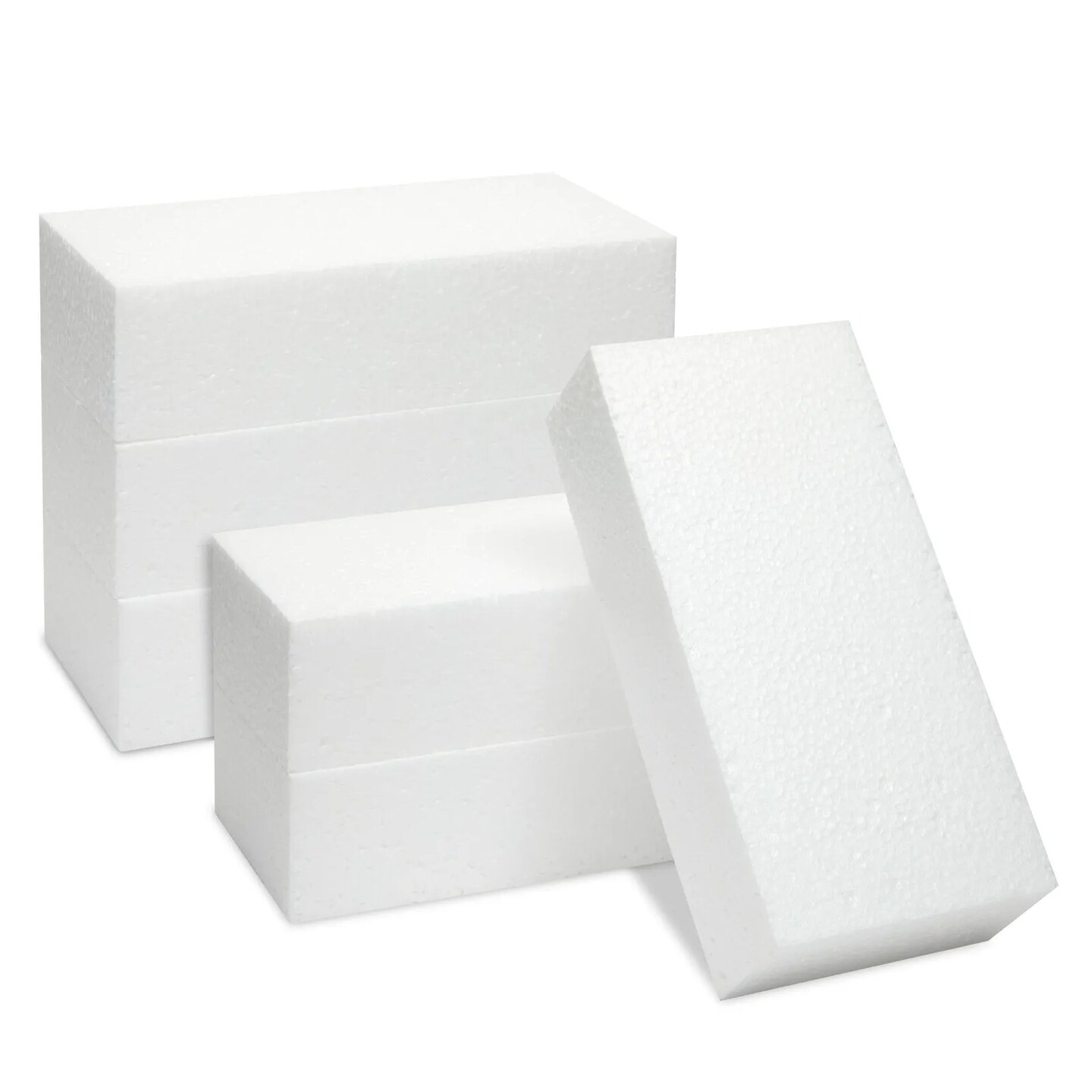 6 Pack Polystyrene Foam Blocks for Crafts Supplies, DIY Projects (8 x 4 x 2 In)
