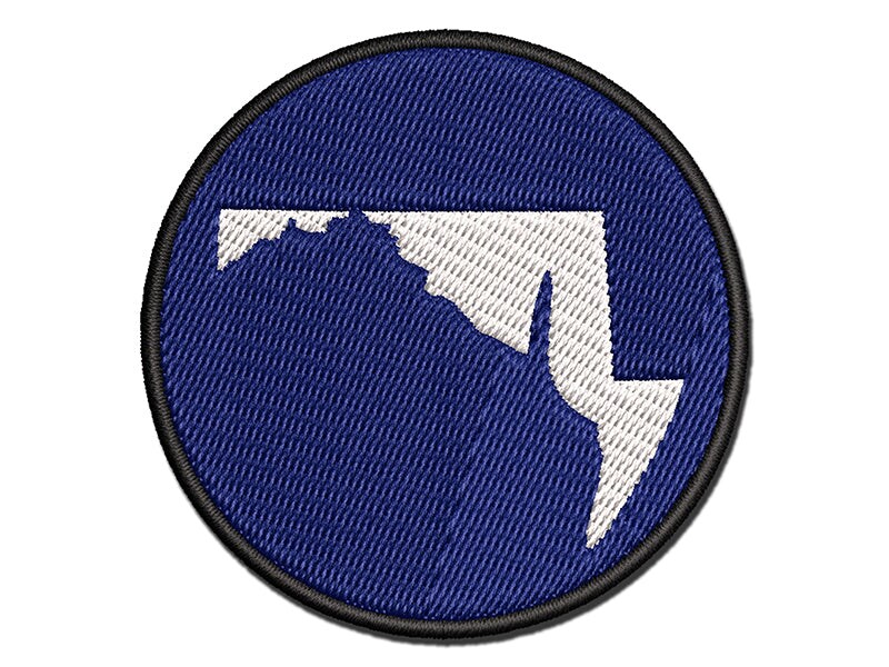 Maryland State Silhouette Multi-Color Embroidered Iron-On or Hook &#x26; Loop Patch Applique