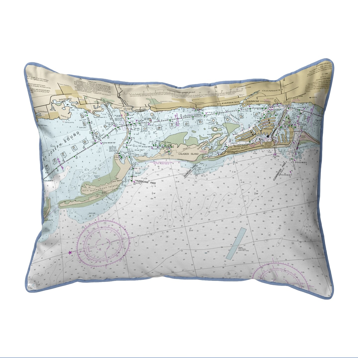 Clearwater Harbor Map Pillow 11x14 &#x2013; Small Corded Decor