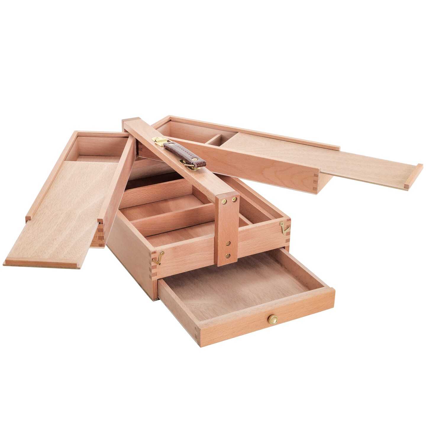 Large Multi-Function Wooden Artist Tool &#x26; Brush Storage Box