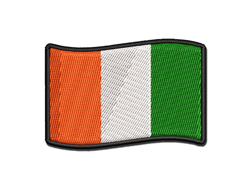 Ireland with Waving Flag Cute Multi-Color Embroidered Iron-On or Hook &#x26; Loop Patch Applique