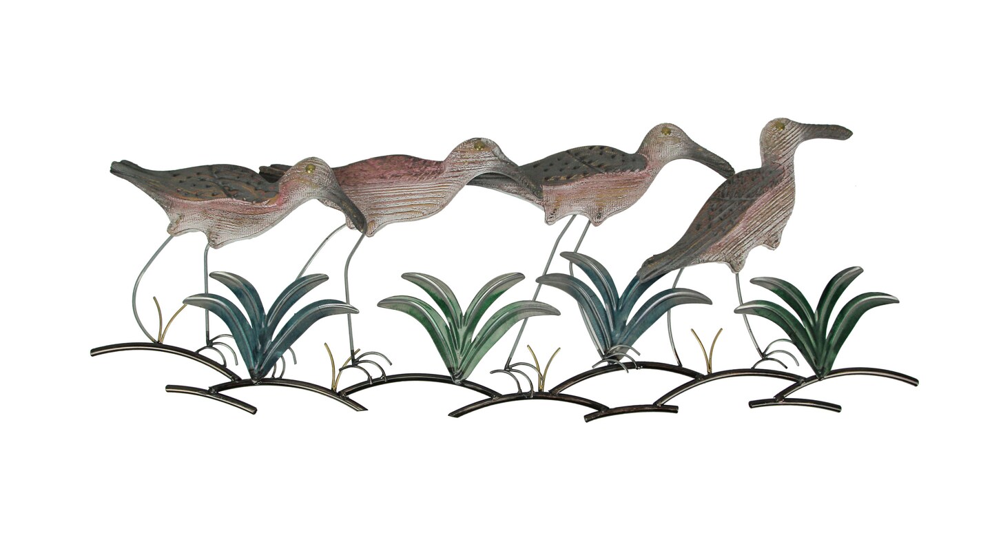 35 Inch Metal Wood Sandpiper Wall Art Hanging Home Decor Beach Bird Sculpture