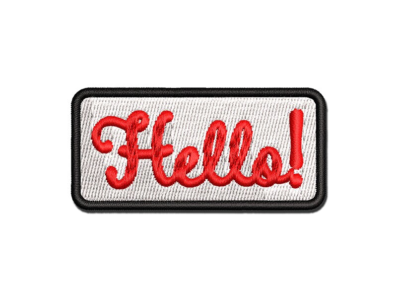 Hello Cursive Multi-Color Embroidered Iron-On or Hook &#x26; Loop Patch Applique