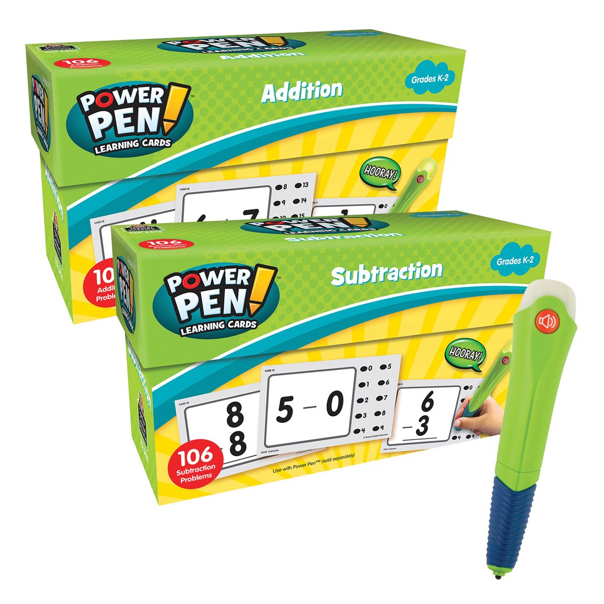 Kaplan Early Learning Company Power Pen Learning Math Quiz Cards - Addition, Subtraction &#x26; Talking Power Pen