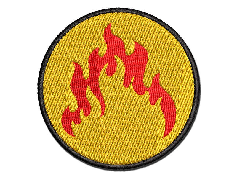 Fire Flame Burning Multi-Color Embroidered Iron-On or Hook &#x26; Loop Patch Applique