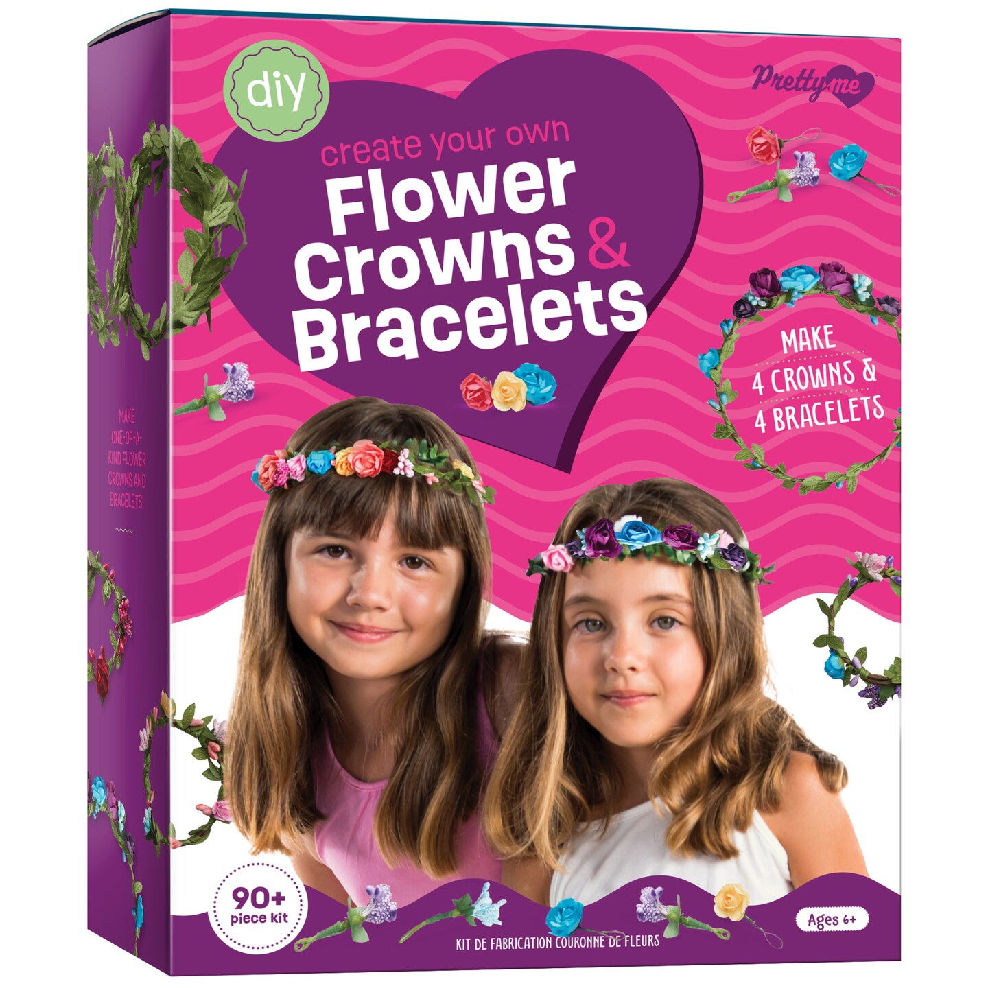 Flower Crowns & Bracelet Making Kit for Girls - Make Your Own Jewelry Kits for Kids - DIY Hair Accessories Set - Arts & Crafts Gift for Ages 6-12 Year Old Girl - Craft Maker Gifts Toys
