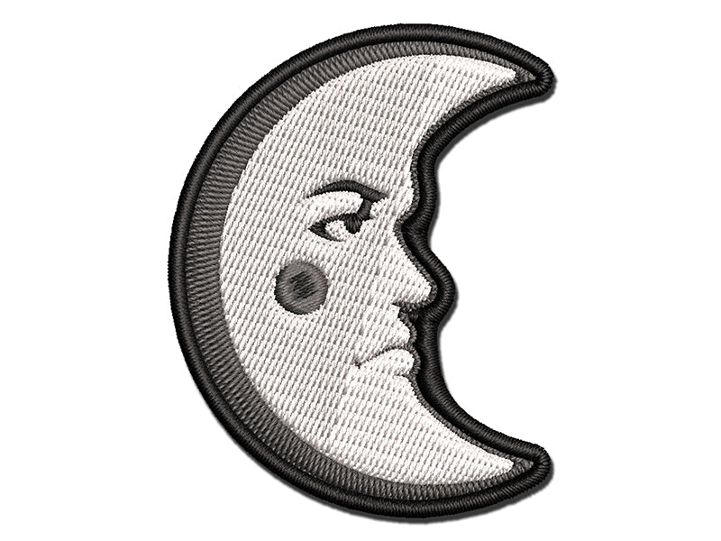 Heraldic Moon Face Multi-Color Embroidered Iron-On or Hook & Loop Patch Applique
