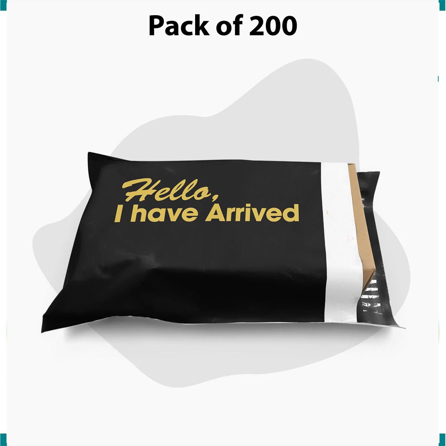 10 x 13 Hello, I Have Arrived Black and Gold Poly Bag Mailer Envelopes 2 Mil