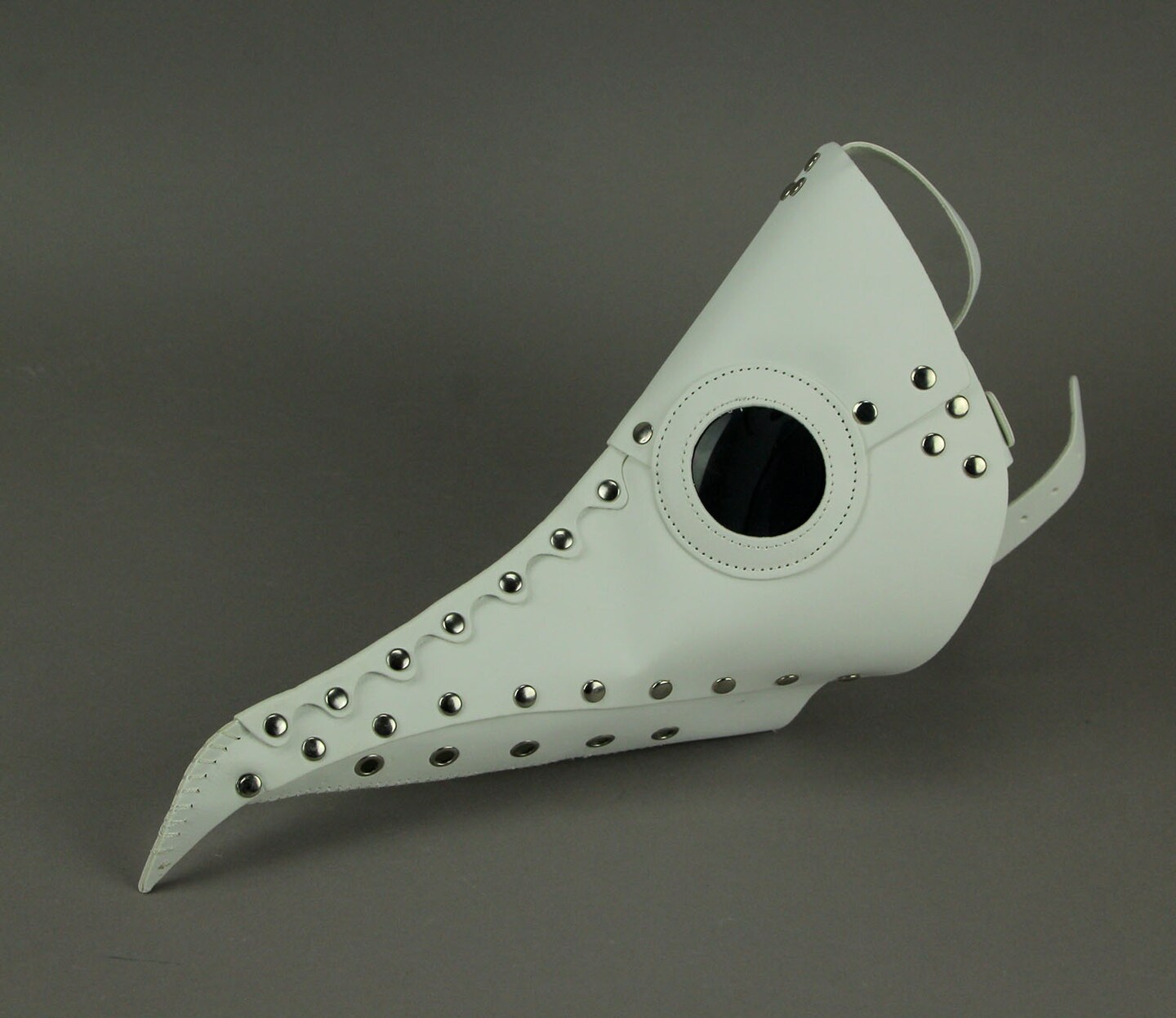 Studded White Plague Doctor Medicine Mask with Black Lenses