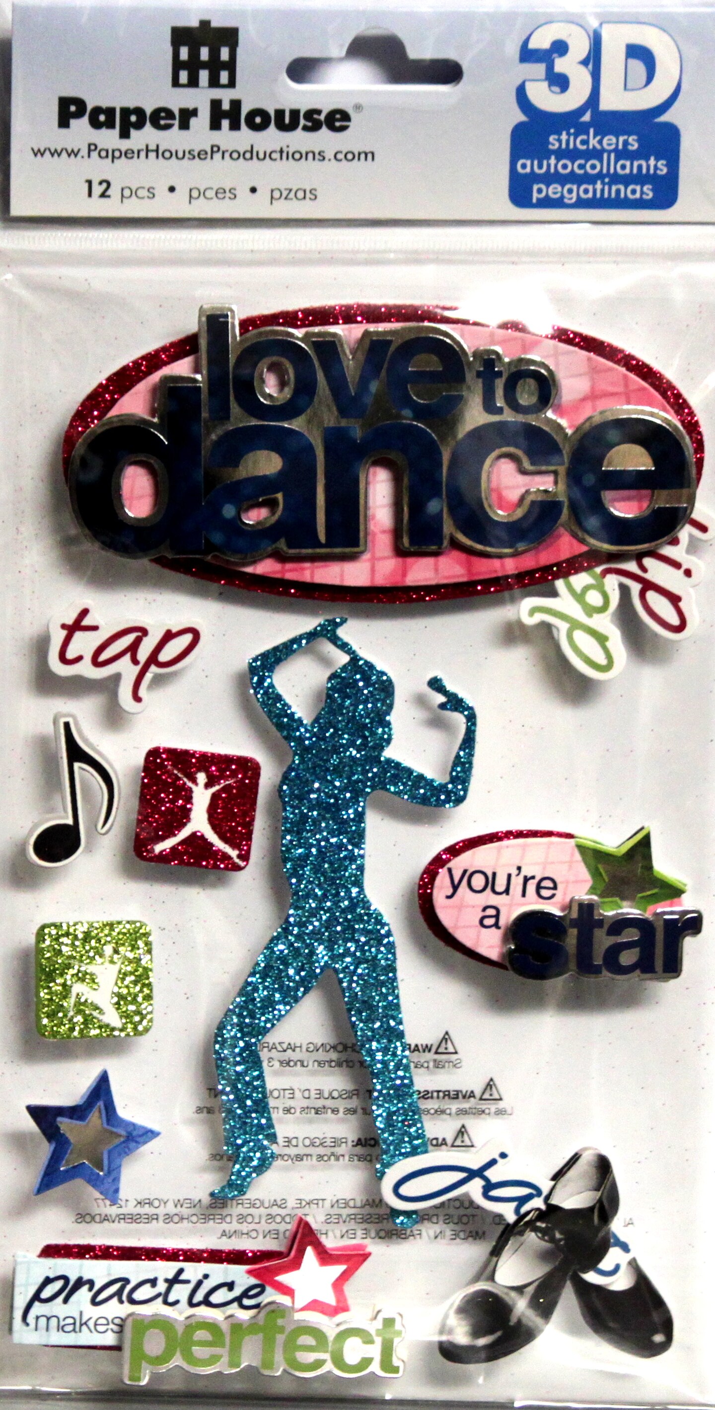 Paper House Love To Dance Dimensional Stickers