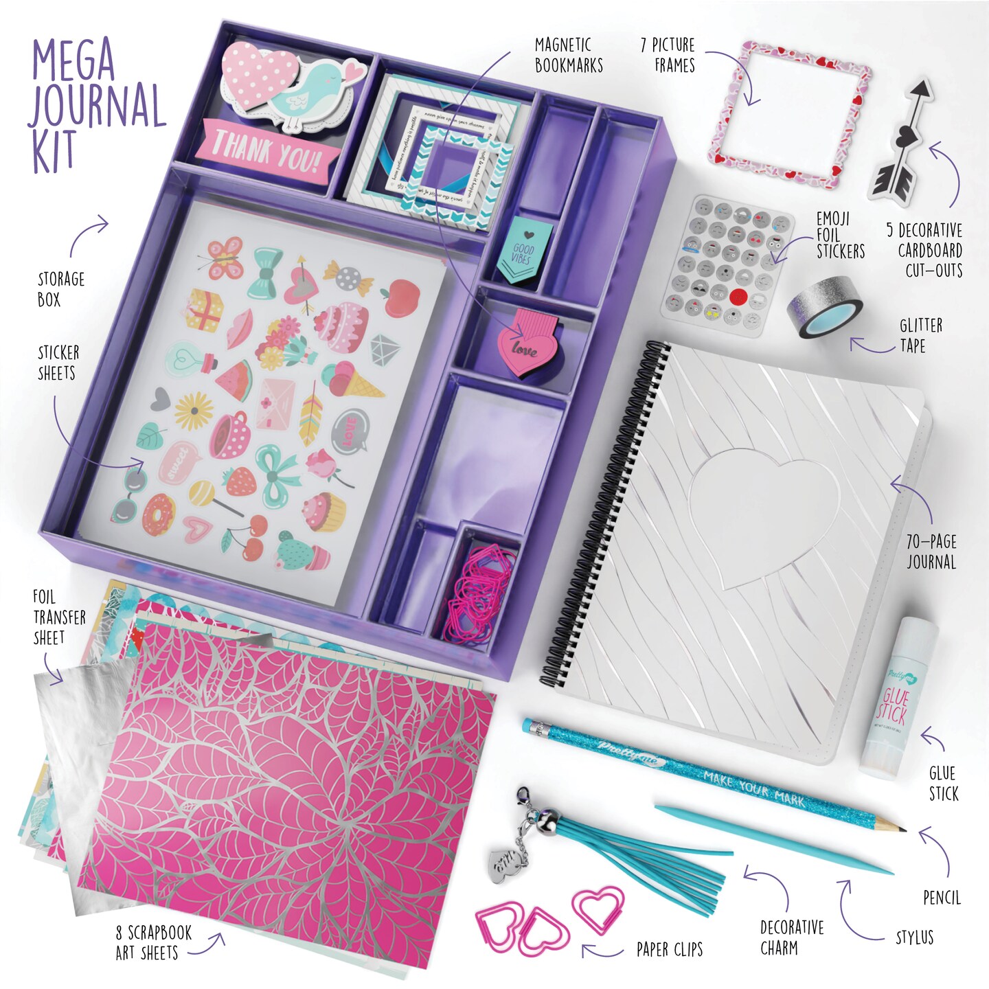 Pretty Me DIY Journal Kit for Girls - Great Gift for 8-14 Year Old Girl - Cool Birthday Gifts Ideas for Teens - Fun, Cute Art & Crafts Kits for Tween Teenage Kids - Scrapbook & Diary Supplies Toy Set
