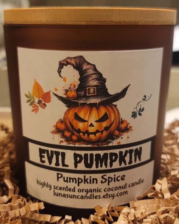 Halloween Candles- Highly Scented incased in 12 OZ. Amber Jar with wooden lid. product 2