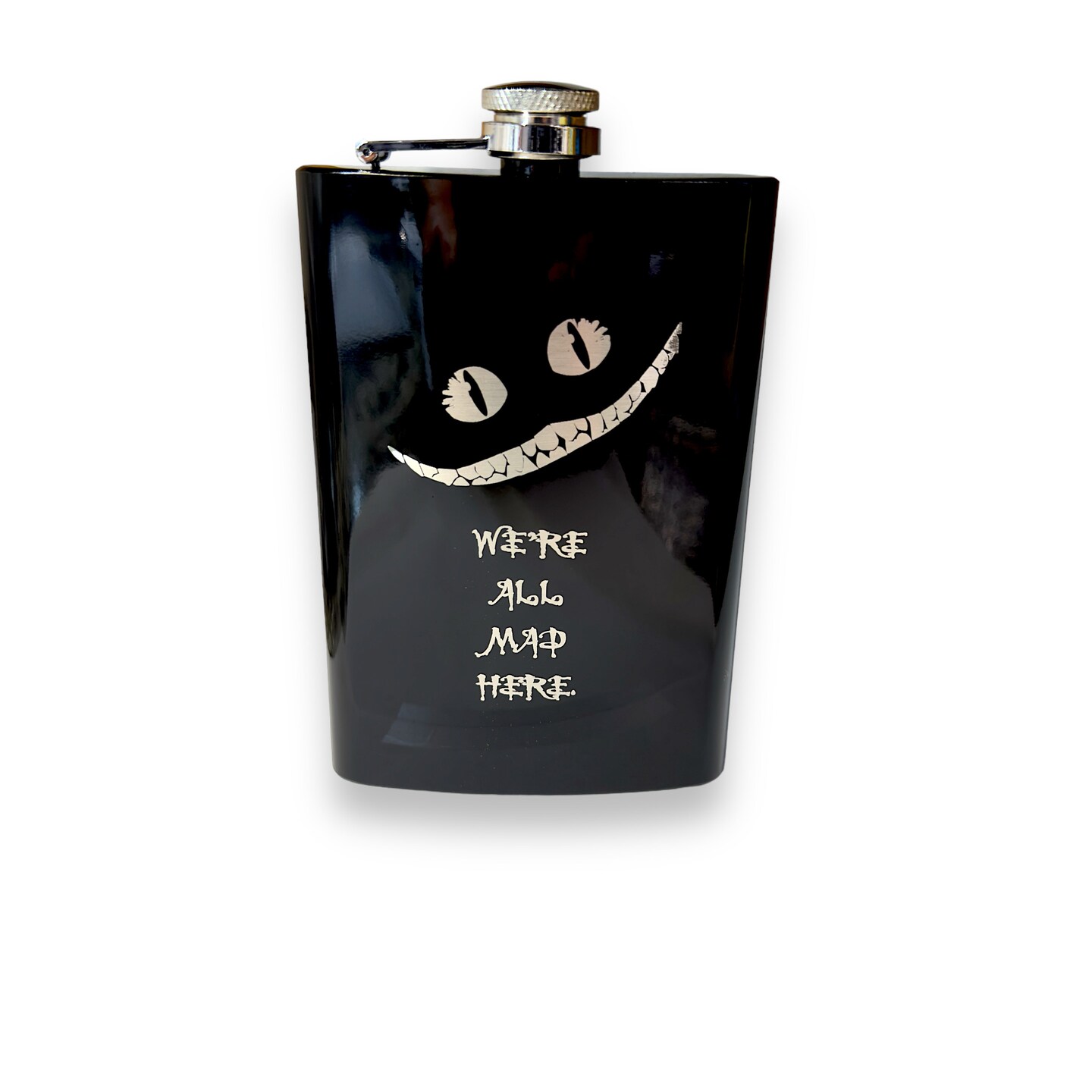 8oz BLACK We're All Mad Here Flask 8oz BLACK We're All Mad Here Flask
