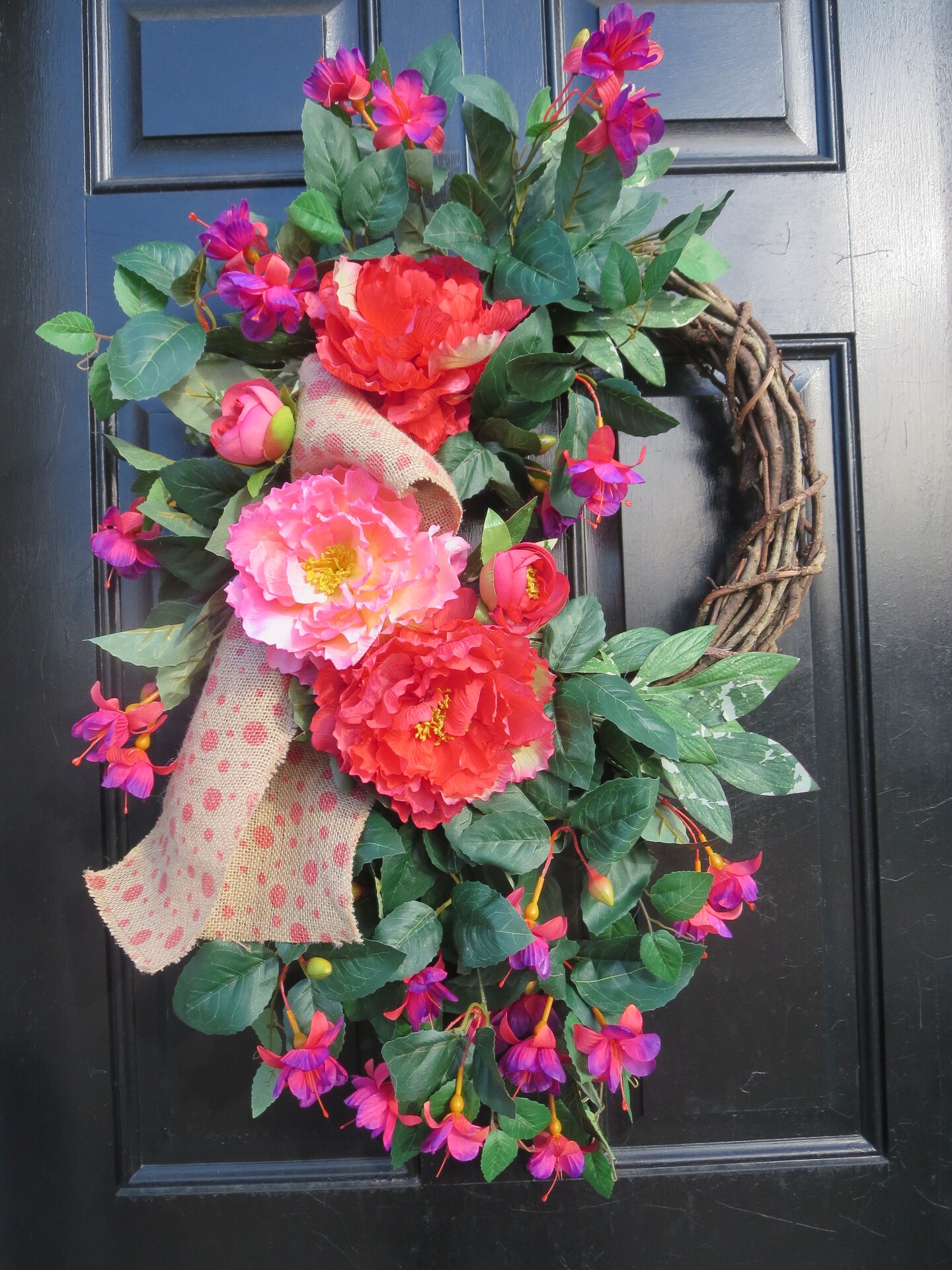 Spring Peony Wreath, Mother's Day Gift, Farmhouse Floral Chic, Summer Door Wreath