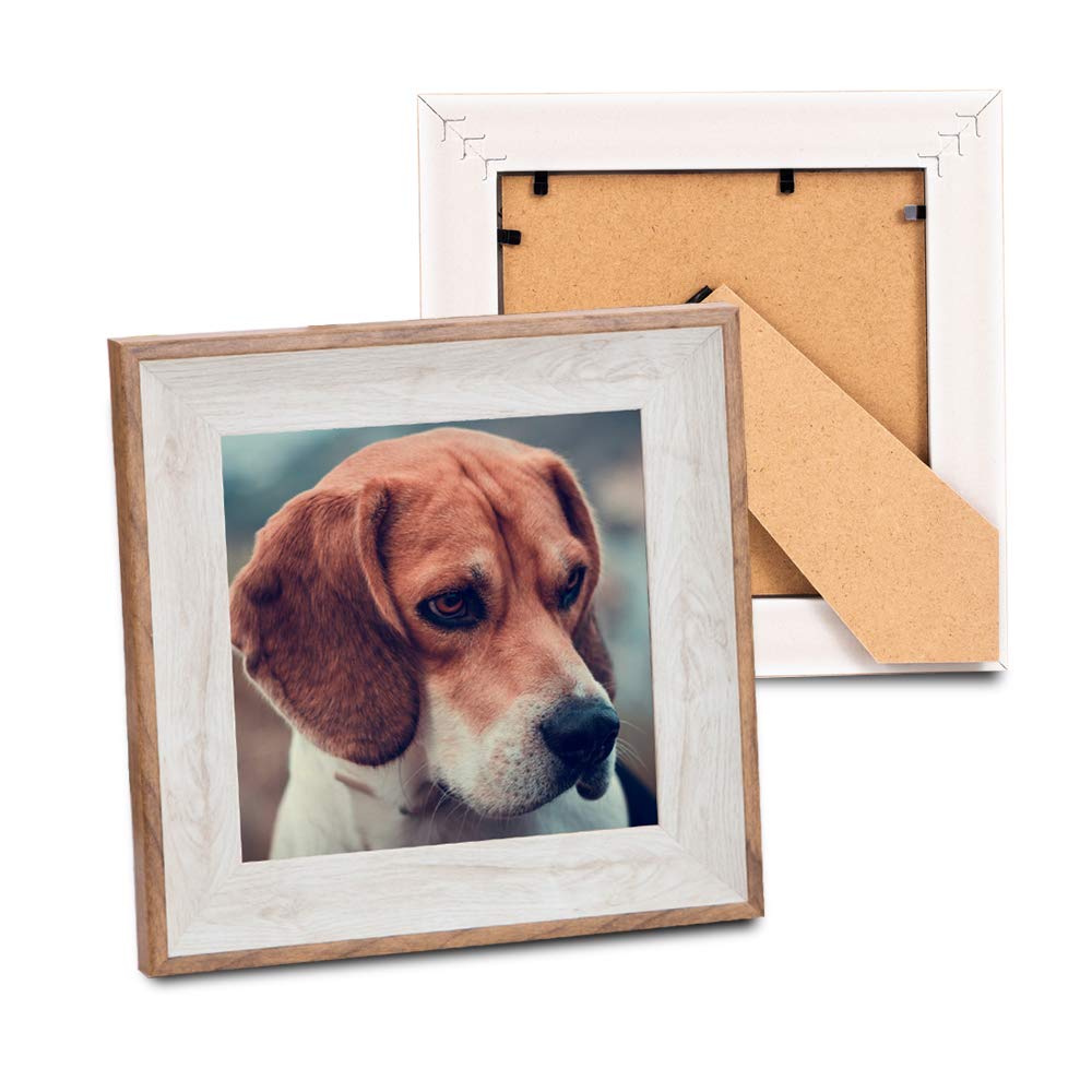 UILB Wooden 5x5 Square Picture Frames with Acrylic -Set of 2- Wall Mount &#x26; Table top Display Photo Frames Decor, Great for Baby Pictures, Weddings, Portraits,Christmas gifts