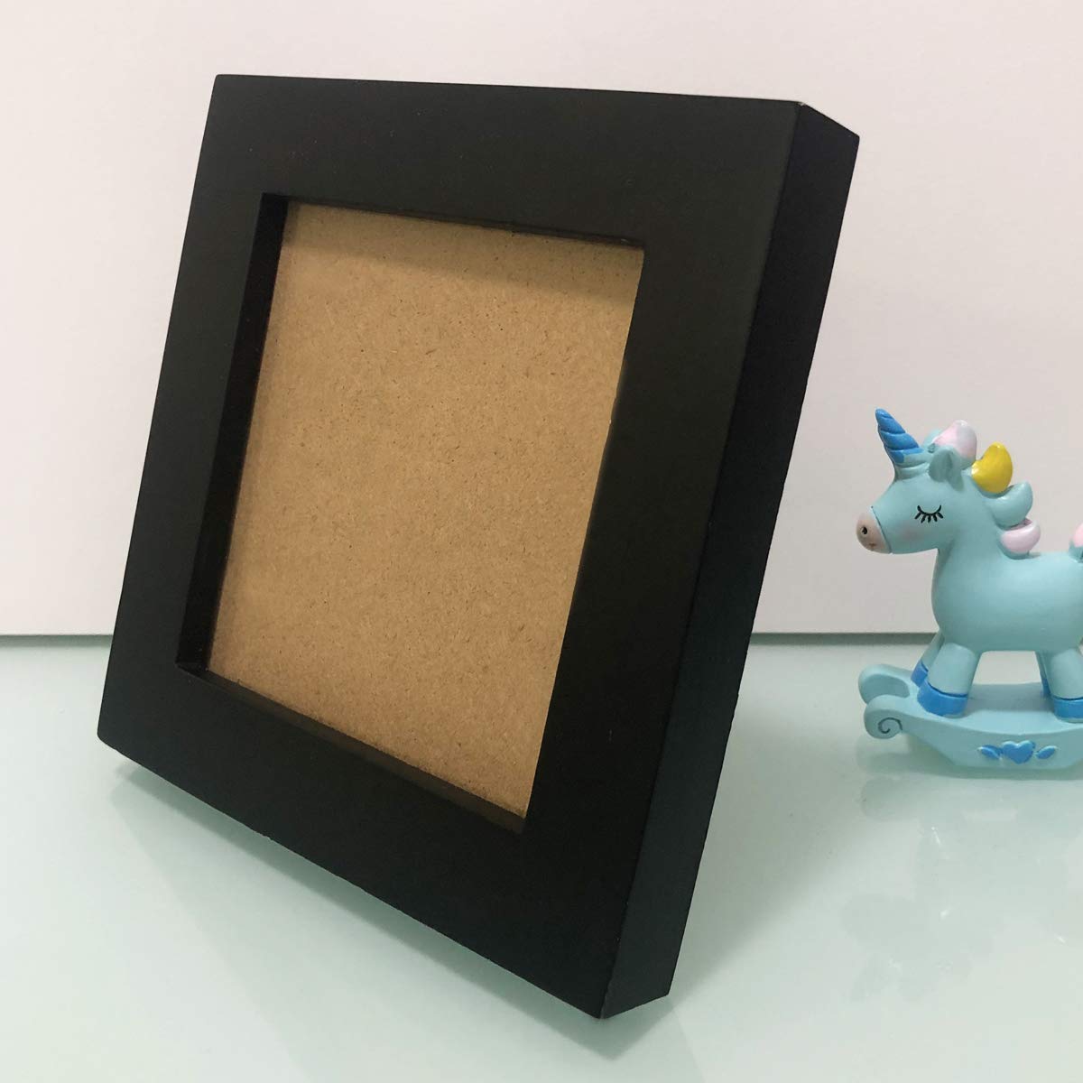 4x4 Picture Frames Black Square. Solid Wood Frame, Real Glass Panel.On the Table, the Wall.