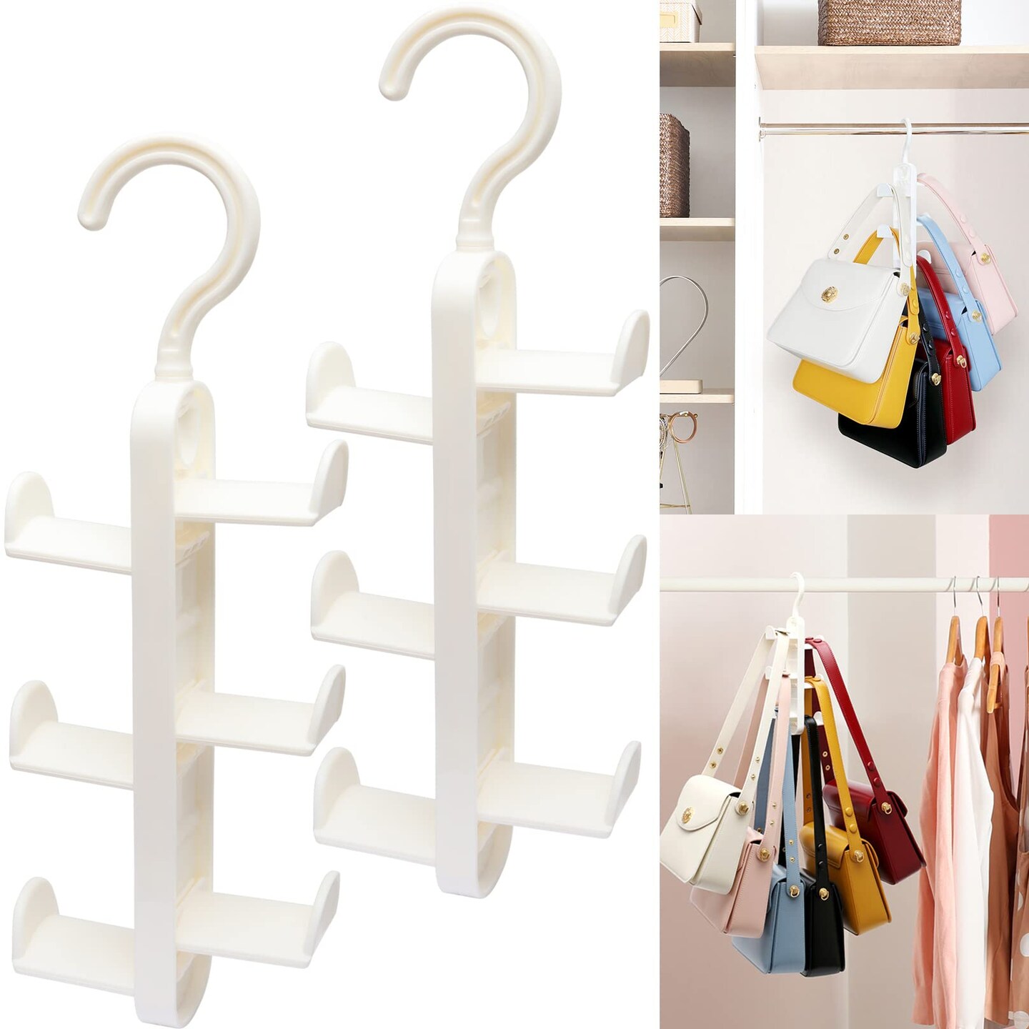 2 Piece Closet-Organizers-and-Storage,Purse Hanger for Closet-Organizer, Purse-Organizer for Organization-and-Storage,Sturdy Hang Closet Storage Bag Organizer for Heavy Bag,College Dorm Room Essentials