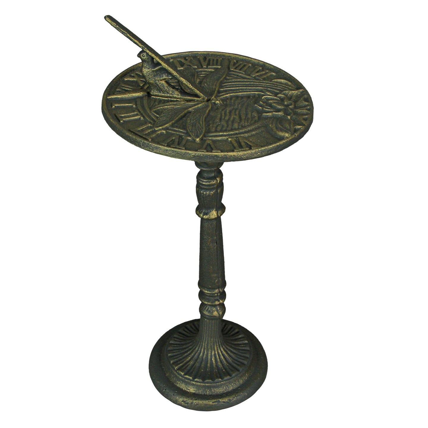 21-Inch Cast Iron Dragonfly Sundial Home Garden Decor