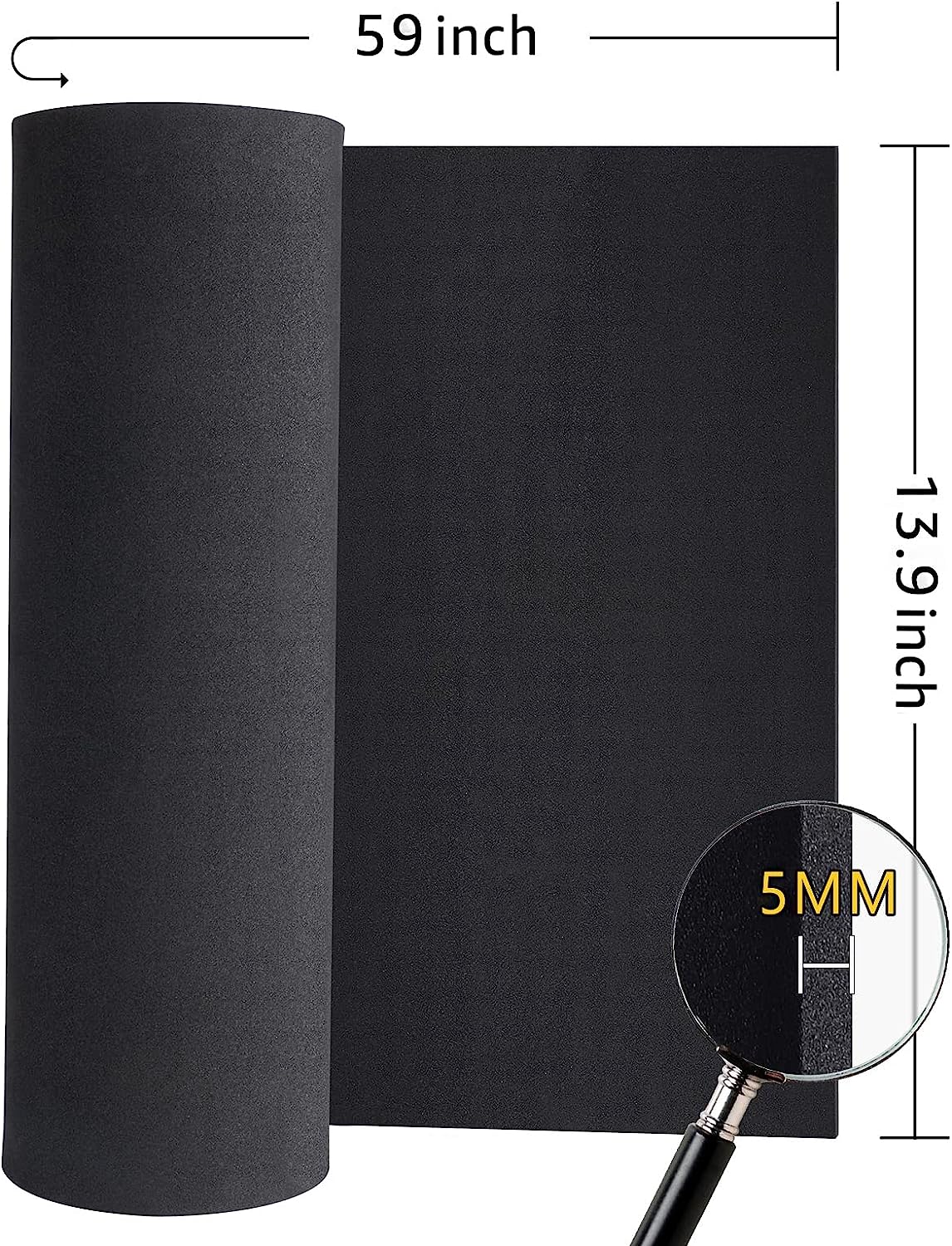 Black Foam Sheets Roll, Premium Cosplay Large EVA Foam Sheet 13.9&#x22; x 59&#x22;,5mm Thick, Density 86kg/m3for Cosplay Costume, Crafts, DIY Projects