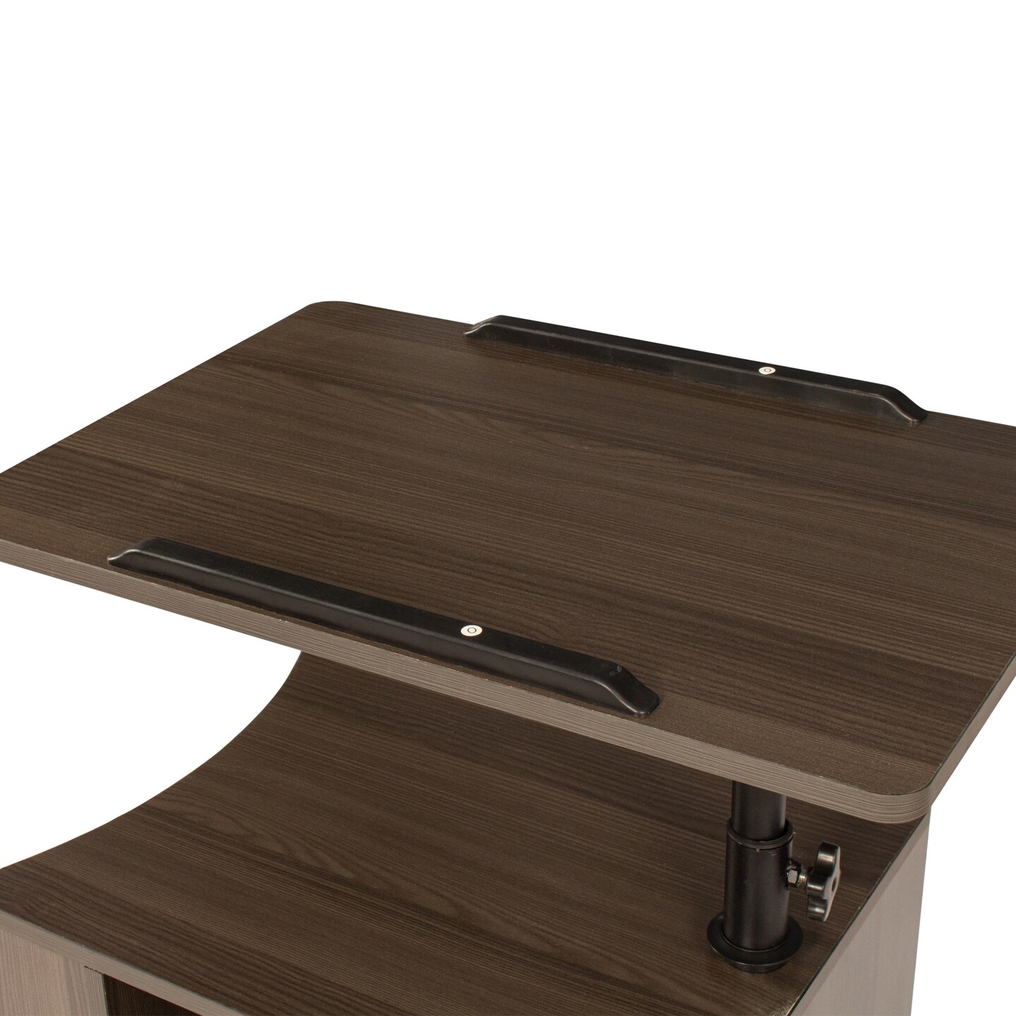 Height Adjustable Overbed End Table with Swivel Top and Storage Drawers | Multifunctional Table