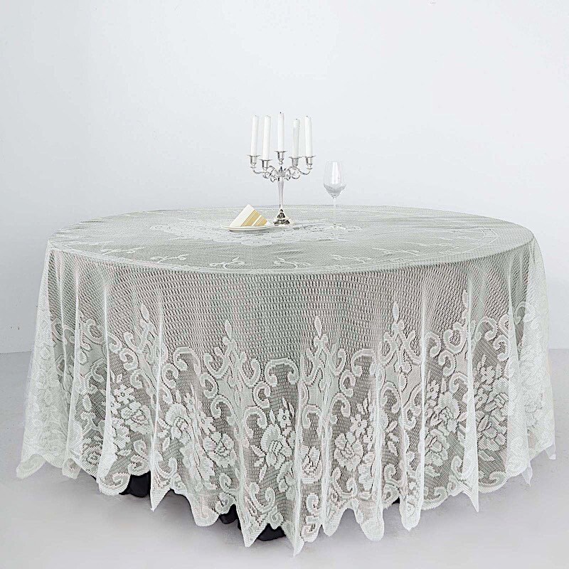 Premium 108&#x22; Ivory Lace Round Tablecloth