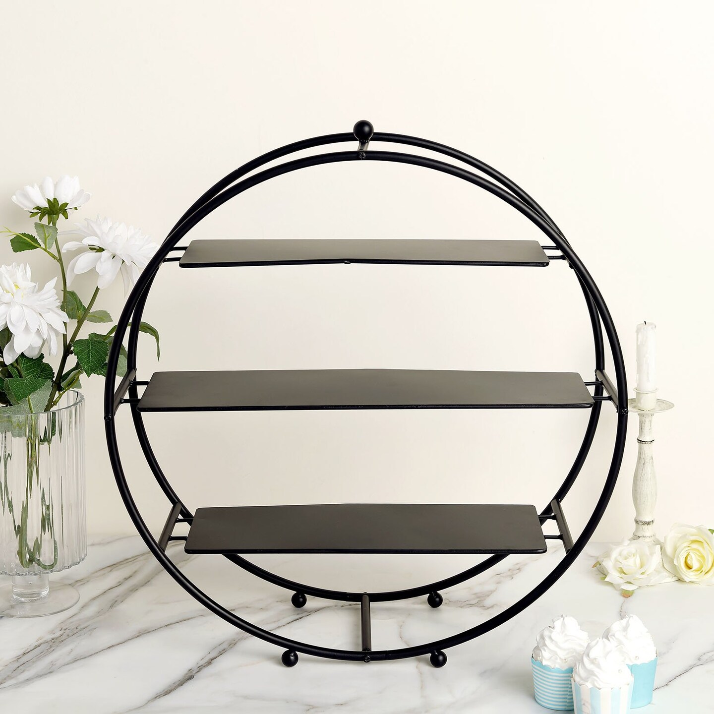 21-Inch 3 Tier Metal Wheel Dessert Display Stand