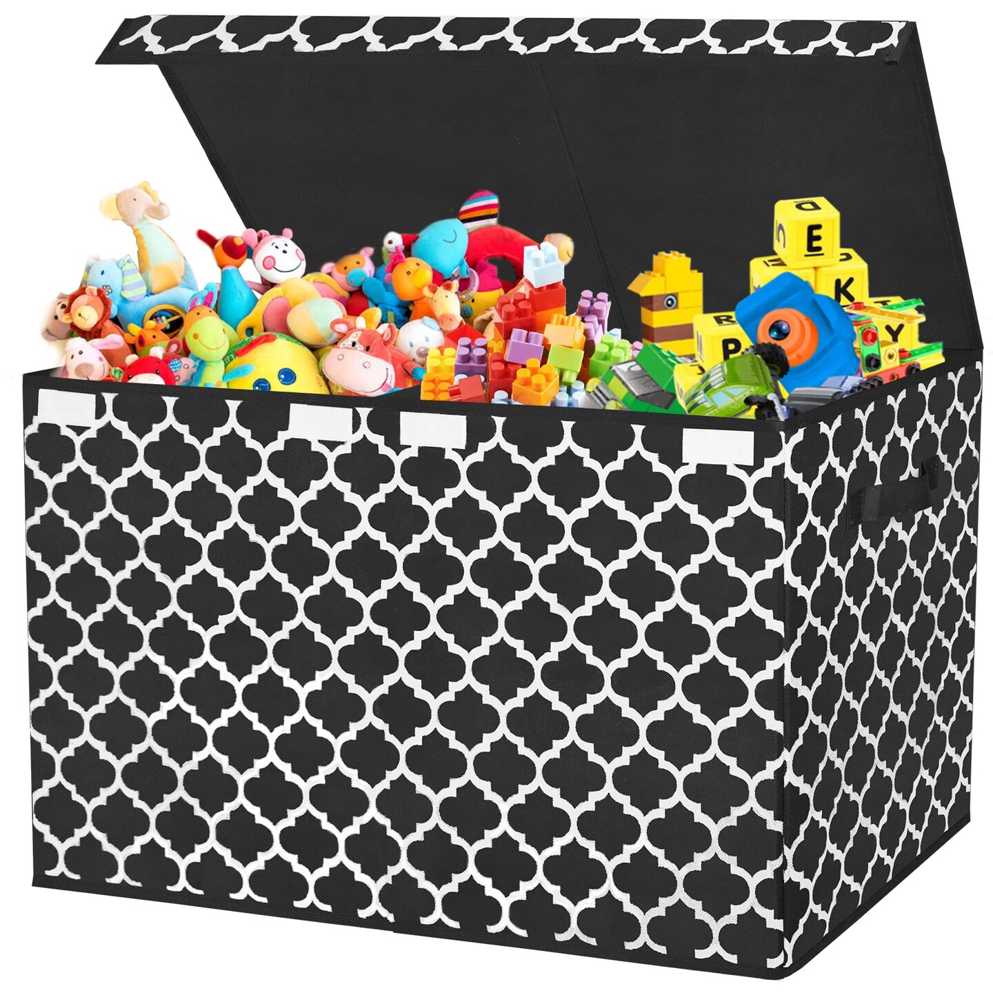 homyfort Large Toy Storage Organizer with Lid and Divider - Durable Toy Box for Boys, Kids, Toddler, Collapsible Toy Chest for Living Room Area, Playroom, Nursery, Black