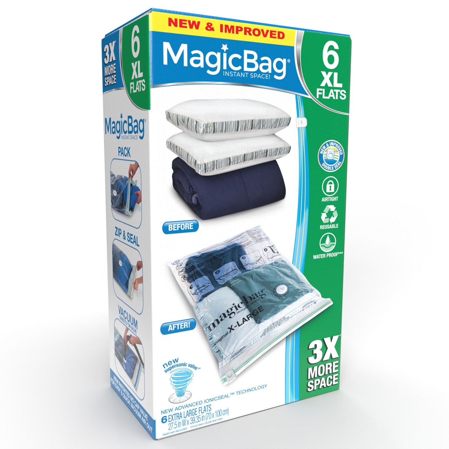 MagicBag Smart Design Set of 6 Instant Space Saver Storage - Flat Extra Large