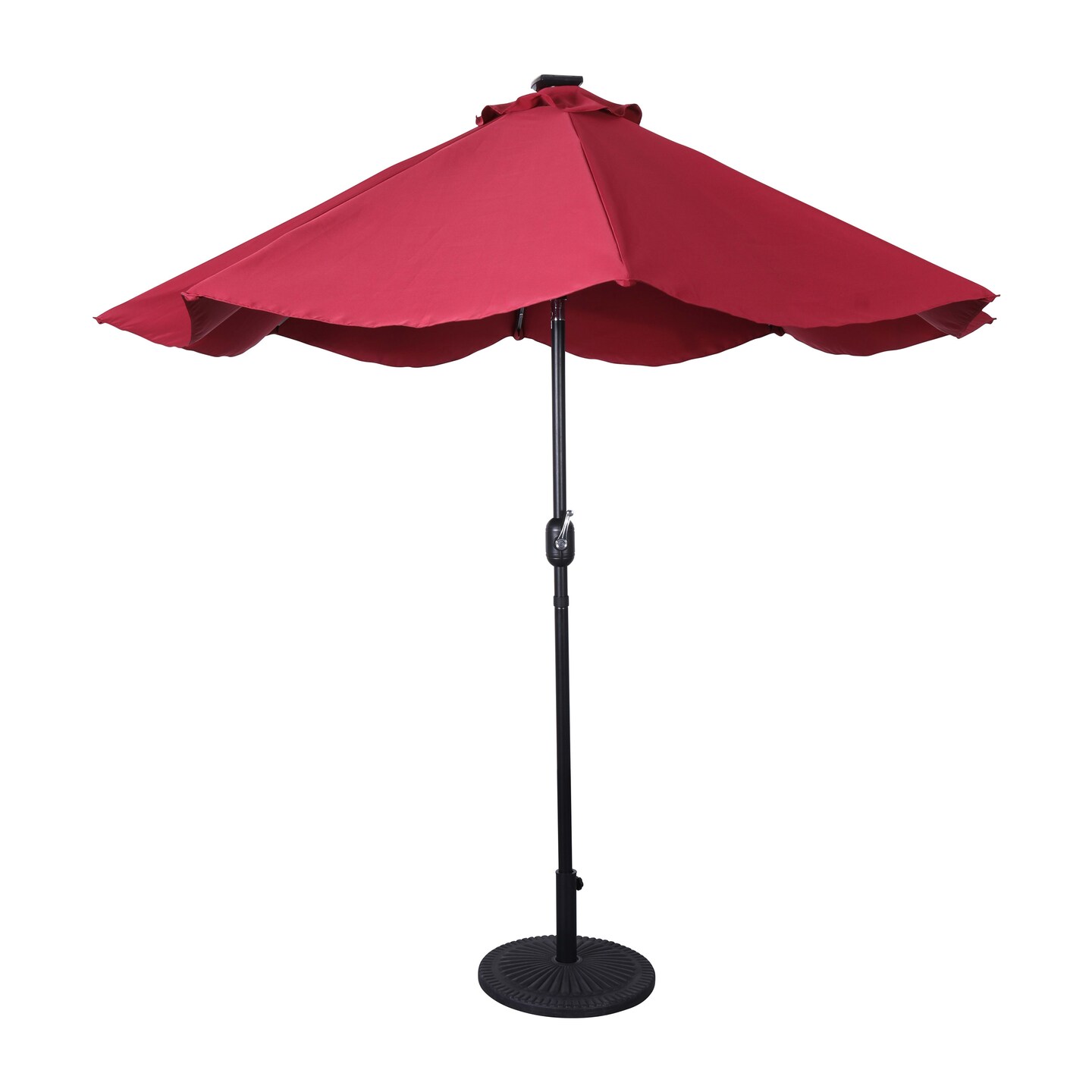 Merrick Lane Kinsley 9 FT Solar Patio Umbrella with LED Lights, Crank Handle and Push Button Tilt