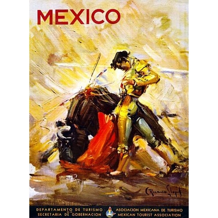 Mexican Bull Fight Vintage Travel Poster Print (8 X 10)