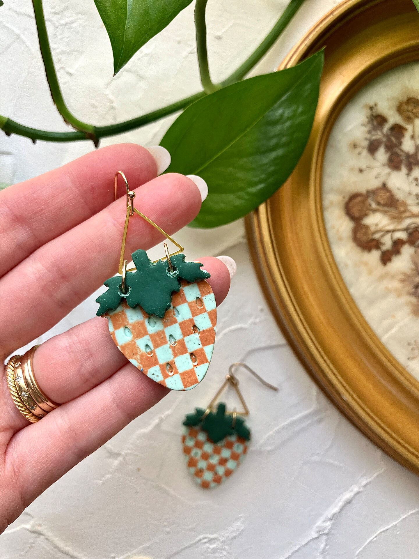 Artisan-Crafted Polymer Clay strawberry Earrings - Handmade clay earrings for Every Occasion 317978724070604800