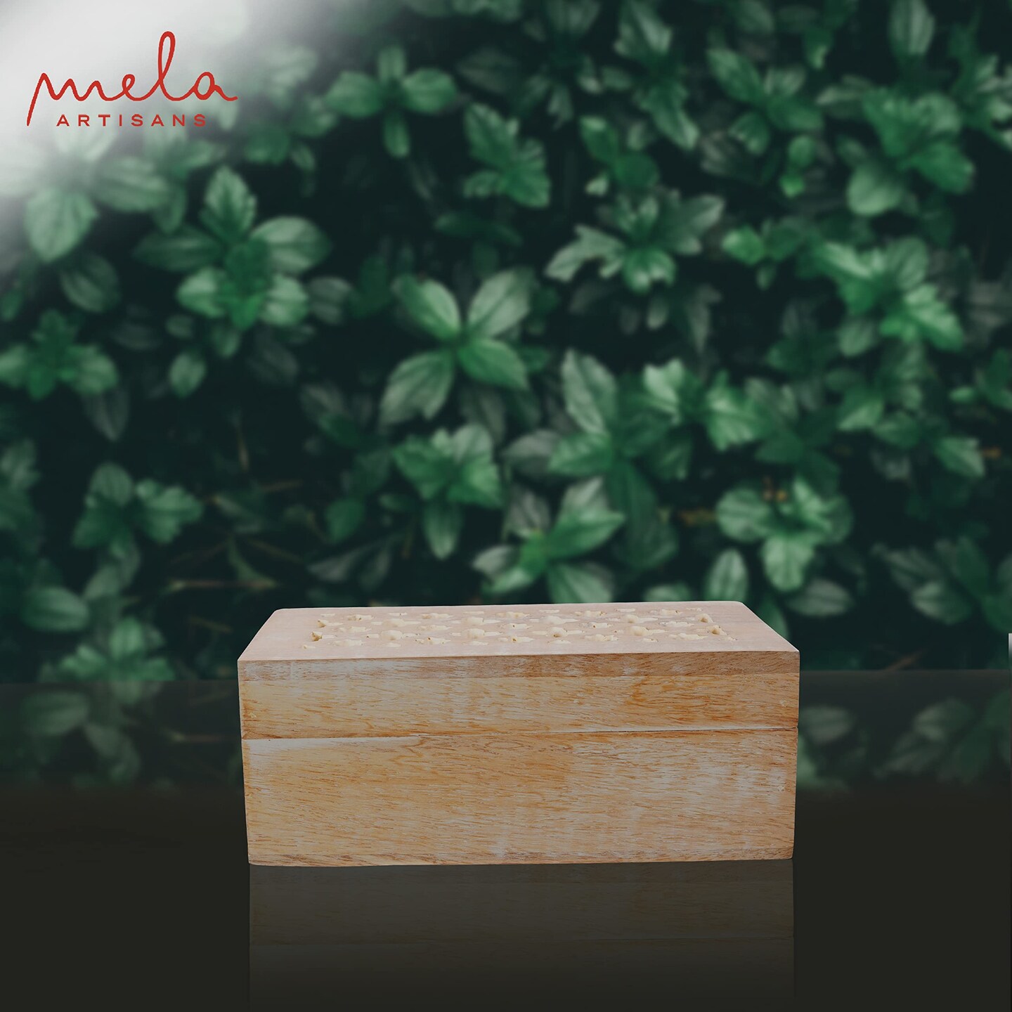 Decorative Storage Box with Hinged Lid - Whitewash, Medium | 7.5&#x201D; x 4.5&#x201D; x 3&#x201D; | Rustic Trellis Design | Mango Wood Crafted | Ideal for Keepsakes, Trinkets, Jewelry and Other Stash