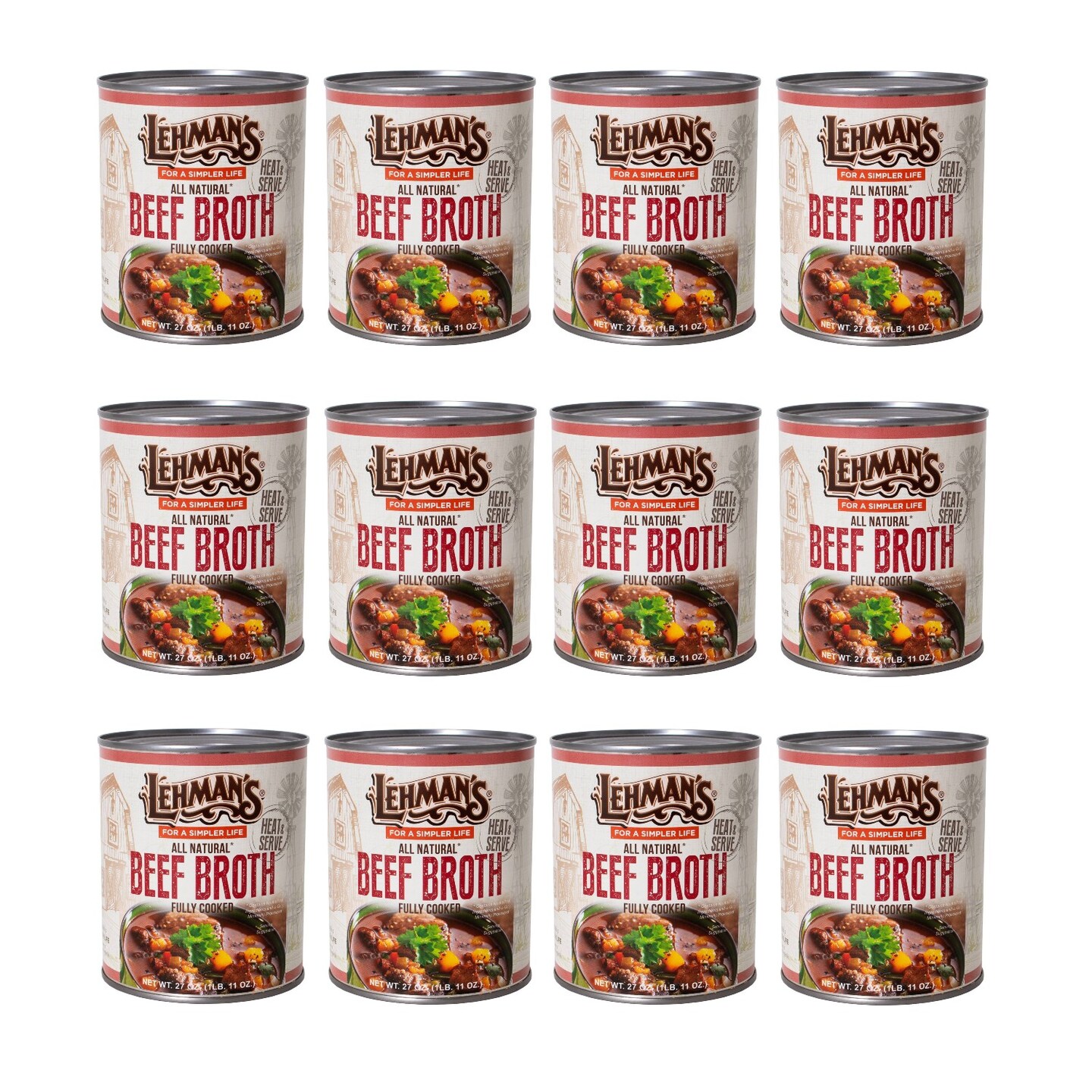 Lehman's Canned Broth for Baking, Cooking and Pantry, All Natural Fully Cooked Stock