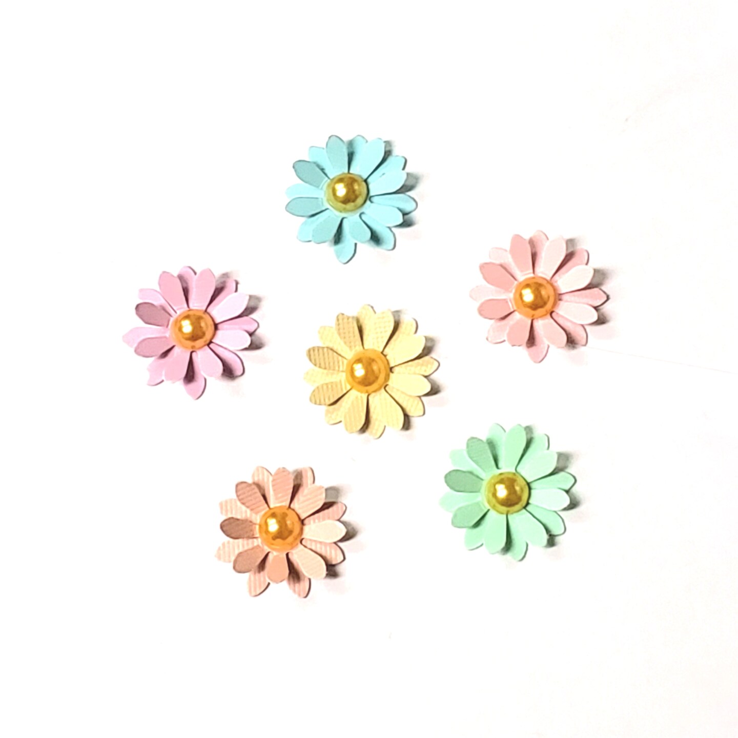 Pastel Daisy Flower Embellishments, Handmade Paper Daisy Flowers for ...