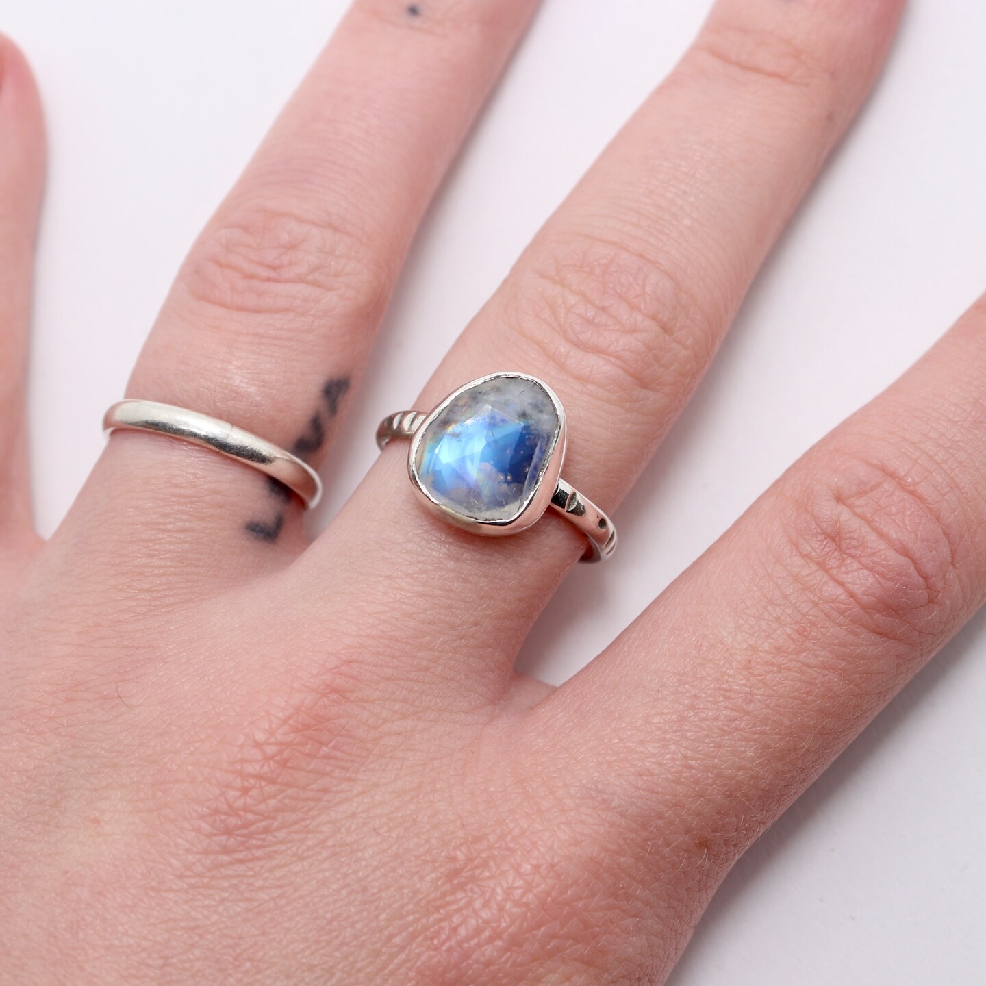 Boho Moonstone Ring, Natural Stone Statement Jewelry in Sterling Silver, Bohemian Crystal Ring, Unique Small Batch Artisan Made, Size 9 Ring product 2