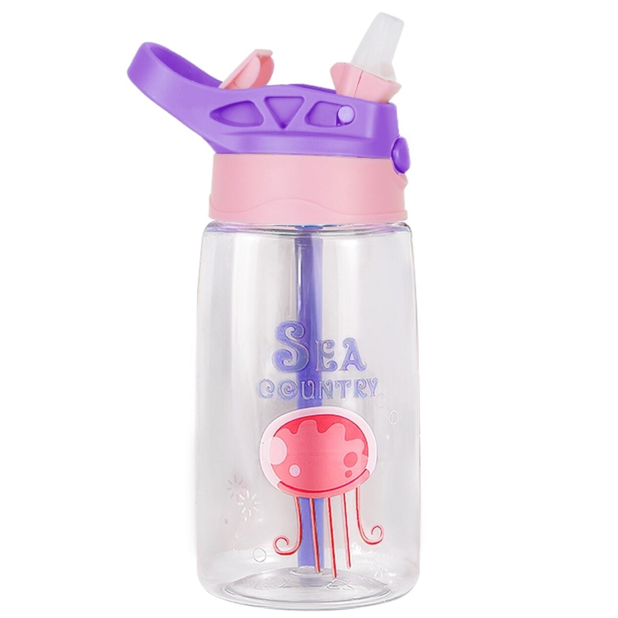 16.2Oz Leak-Proof Kids Water Bottle With Straw Push Button Sport Water ...