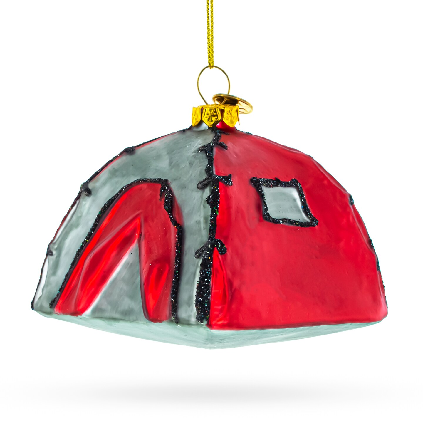 Camping Tent Mini Glass Christmas Ornament