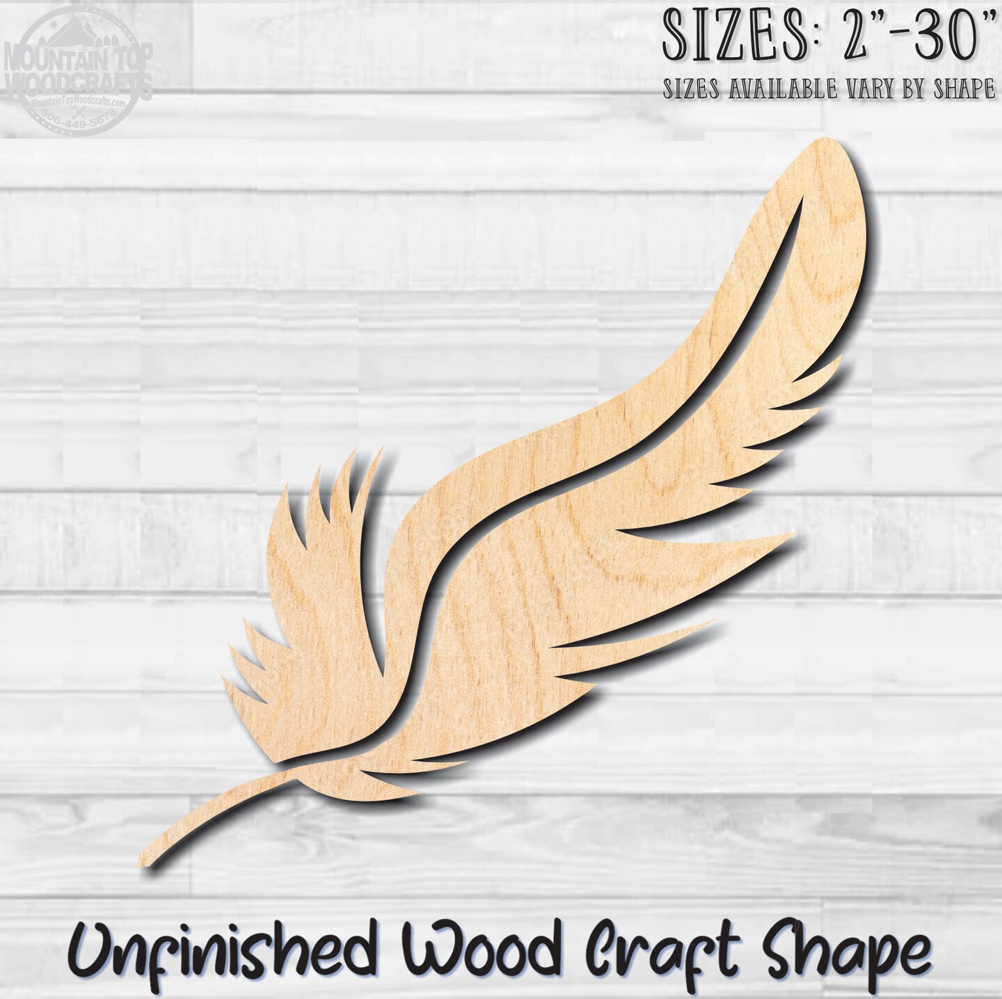 Feather Bird 1 Unfinished Wood Shape Blank Laser Engraved Cutout ...