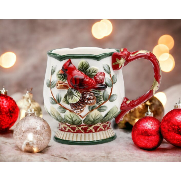 Ceramic Cardinal Bird Christmas Mug 8OzMom Holiday