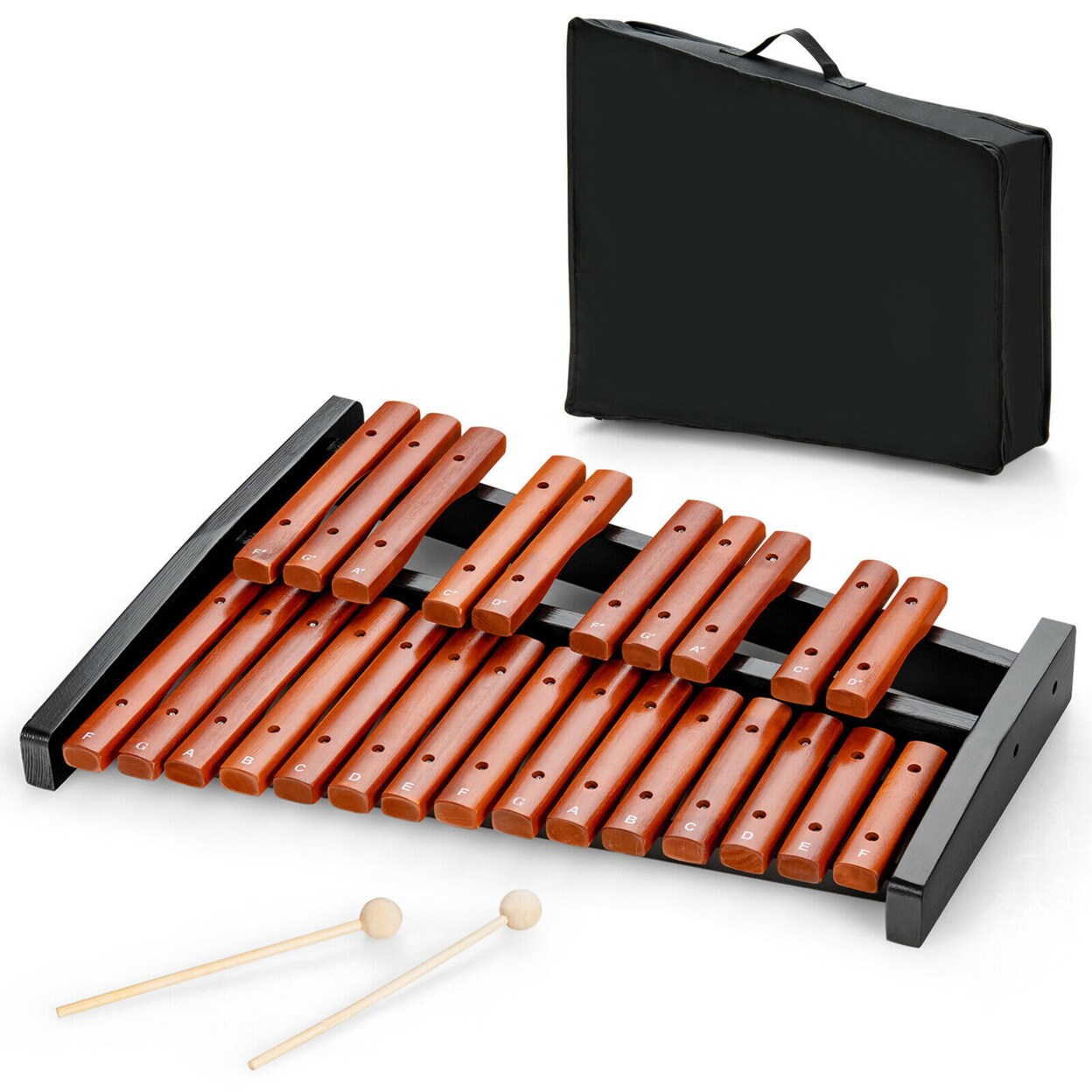 Gymax 25 Note Xylophone Wooden Percussion Educational Instrument w/ 2 Mallets