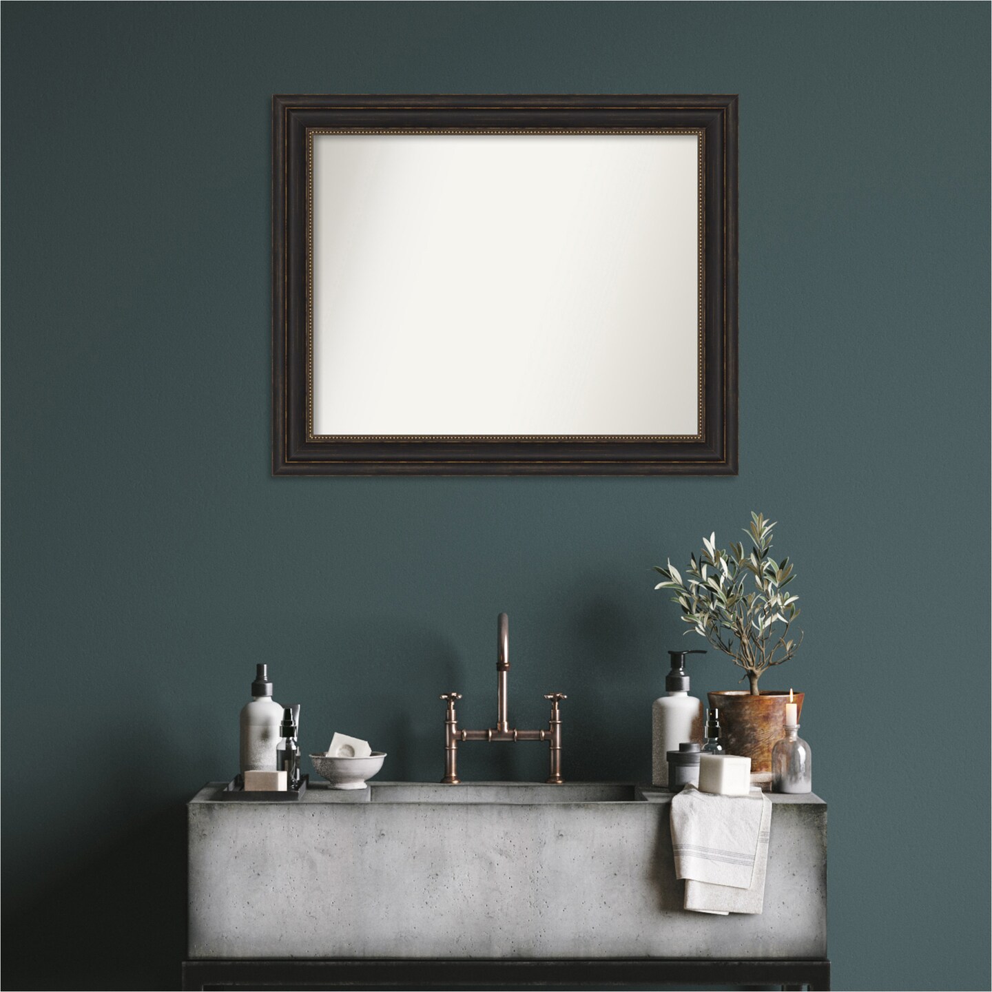 Accent Bronze Non-Beveled Custom Framed Bathroom Vanity Wall Mirror