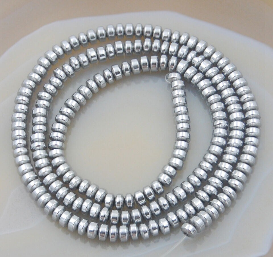 2x3mm Hematite Gemstone Rondelle Spacer Beads